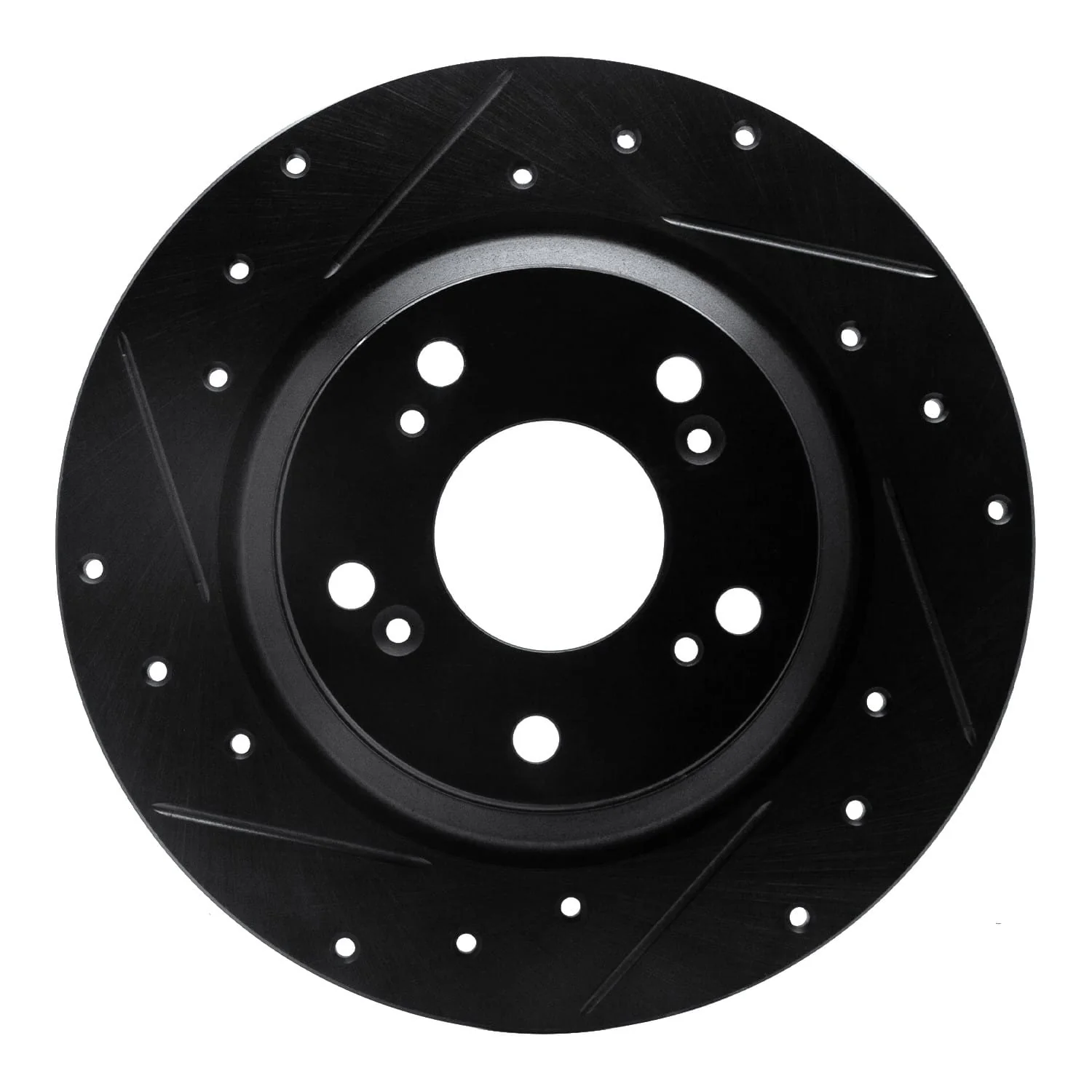 R1 Concepts 00-09 Honda S2000 Rear Left Drilled & Slotted Black Brake Rotor