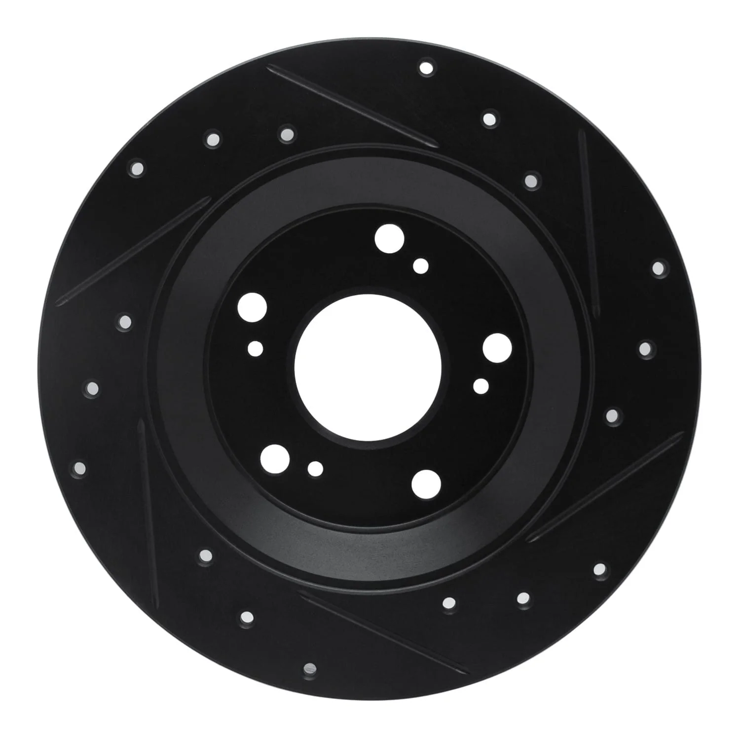 R1 Concepts 00-09 Honda S2000 Rear Left Drilled & Slotted Black Brake Rotor - Image 2