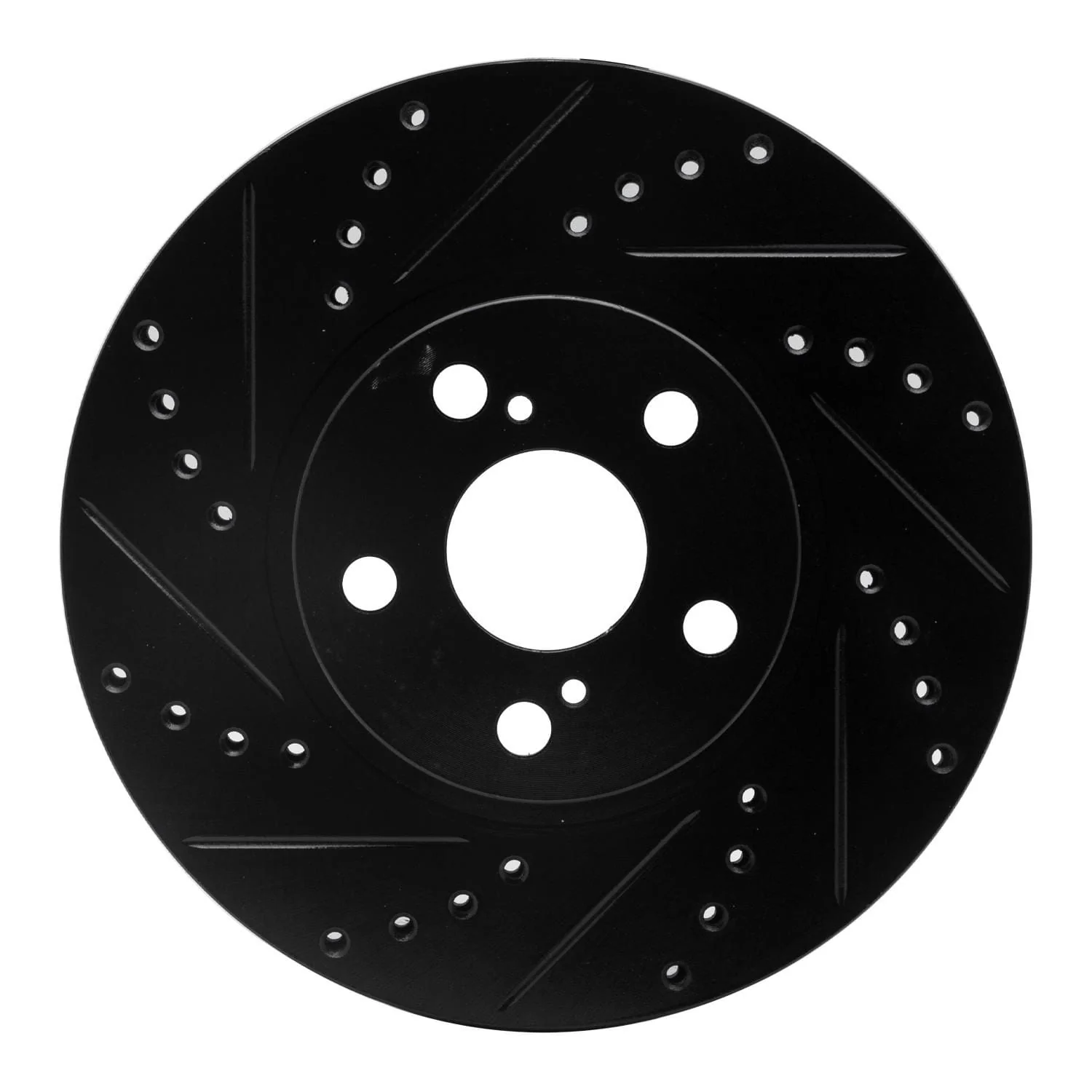 R1 Concepts 00-10 Pontiac Vibe Front Left Drilled & Slotted Black Brake Rotor