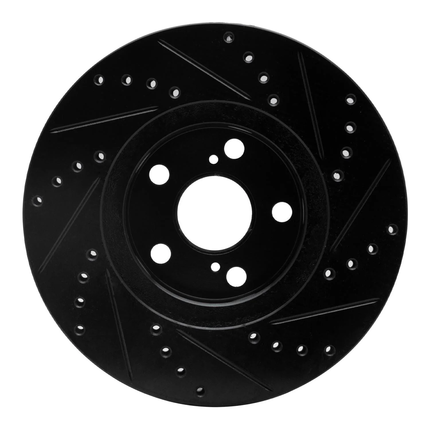 R1 Concepts 00-10 Pontiac Vibe Front Left Drilled & Slotted Black Brake Rotor - Image 2
