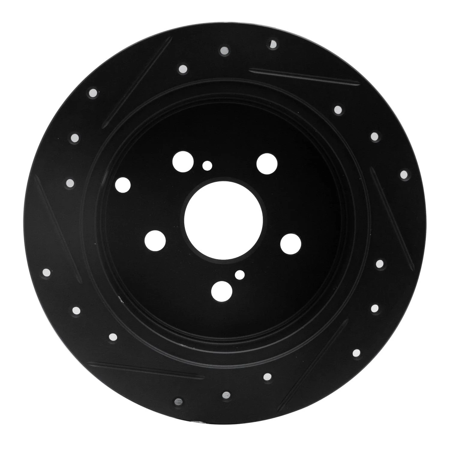 R1 Concepts 00-10 Pontiac Vibe Rear Right Drilled & Slotted Black Brake Rotor - Image 2