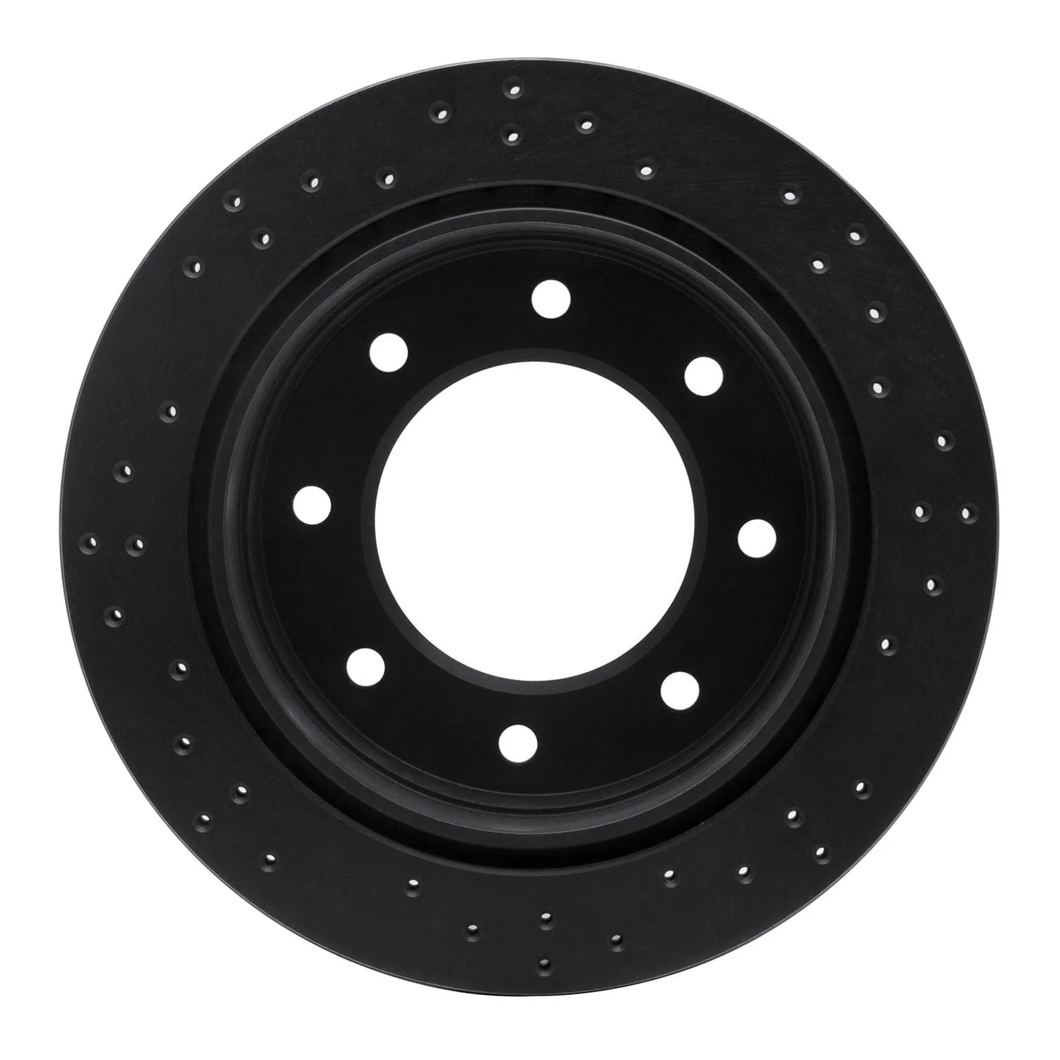 R1 Concepts 00-11 Cadillac DeVille Rear Left Drilled Black Brake Rotor - Image 2
