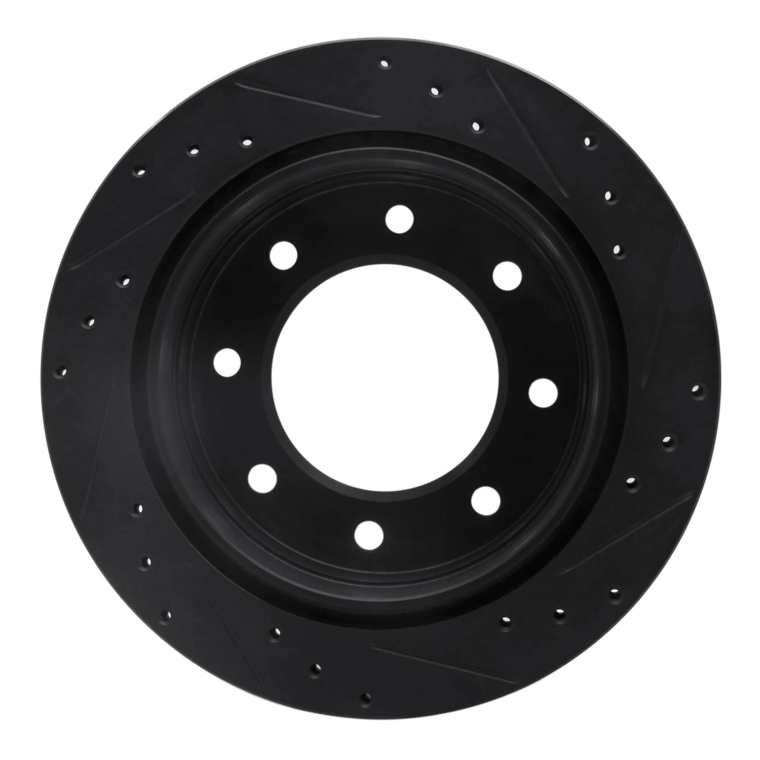 R1 Concepts 00-11 Cadillac DTS Rear Left Drilled & Slotted Black Brake Rotor - Image 2