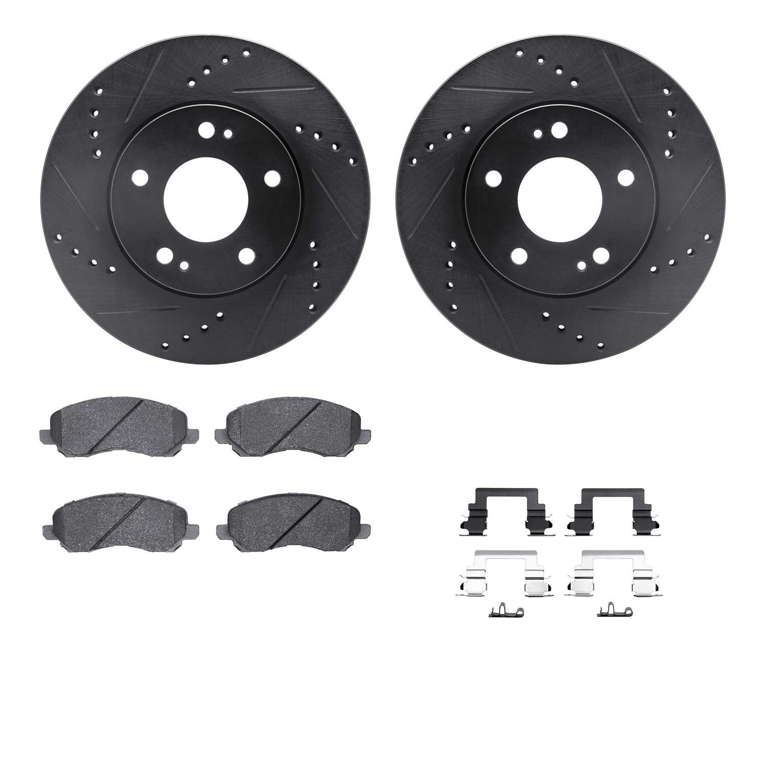 R1 Concepts 00-12 Chrysler Sebring Front Drill/Slot Black Rotors w/Optimum Pads