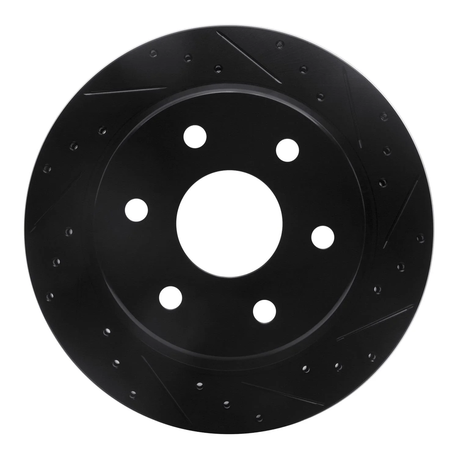 R1 Concepts 00-14 Cadillac Escalade ESV Rear Right Drilled & Slotted Black Brake Rotor