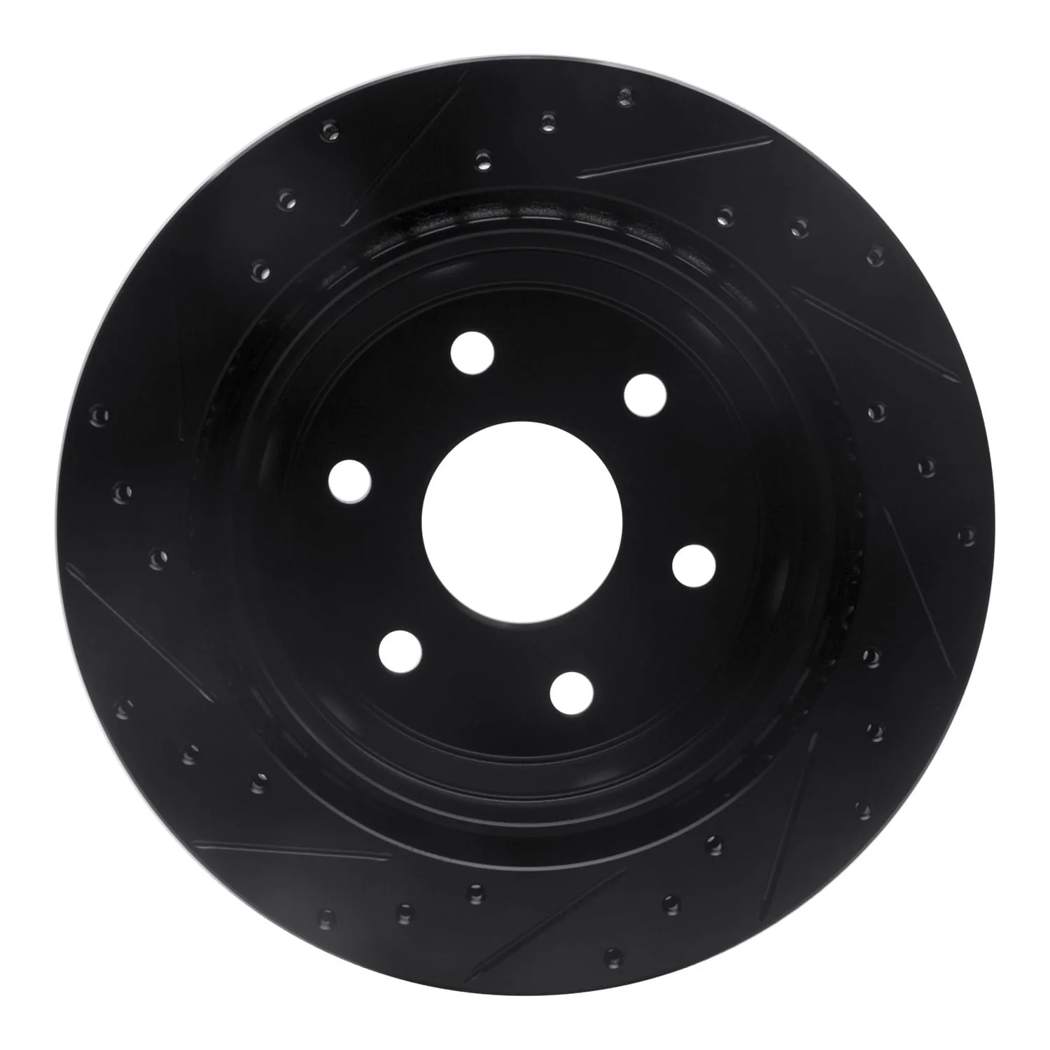 R1 Concepts 00-14 Cadillac Escalade ESV Rear Right Drilled & Slotted Black Brake Rotor - Image 2