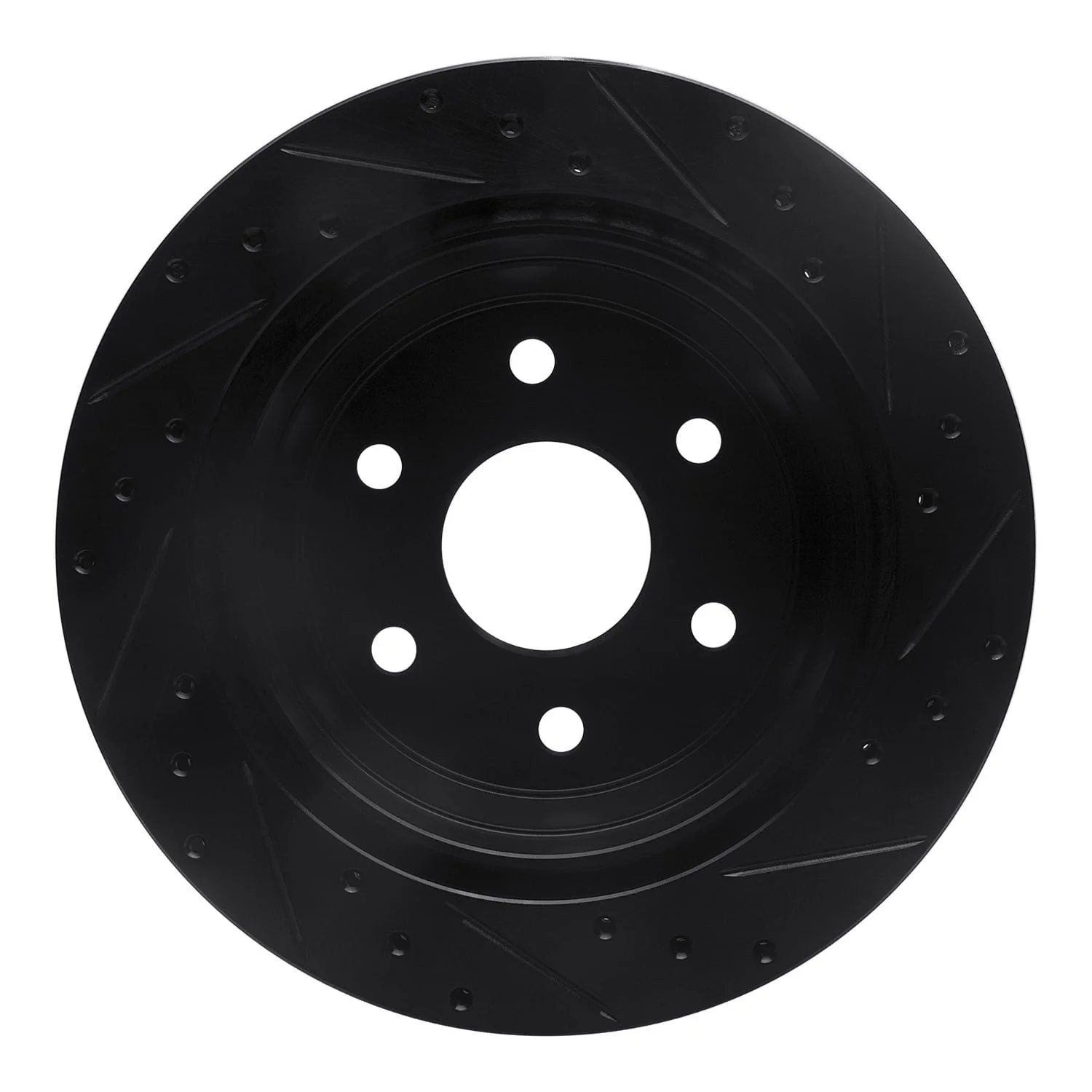 R1 Concepts 00-14 Cadillac Escalade EXT Rear Left Drilled & Slotted Black Brake Rotor - Image 2