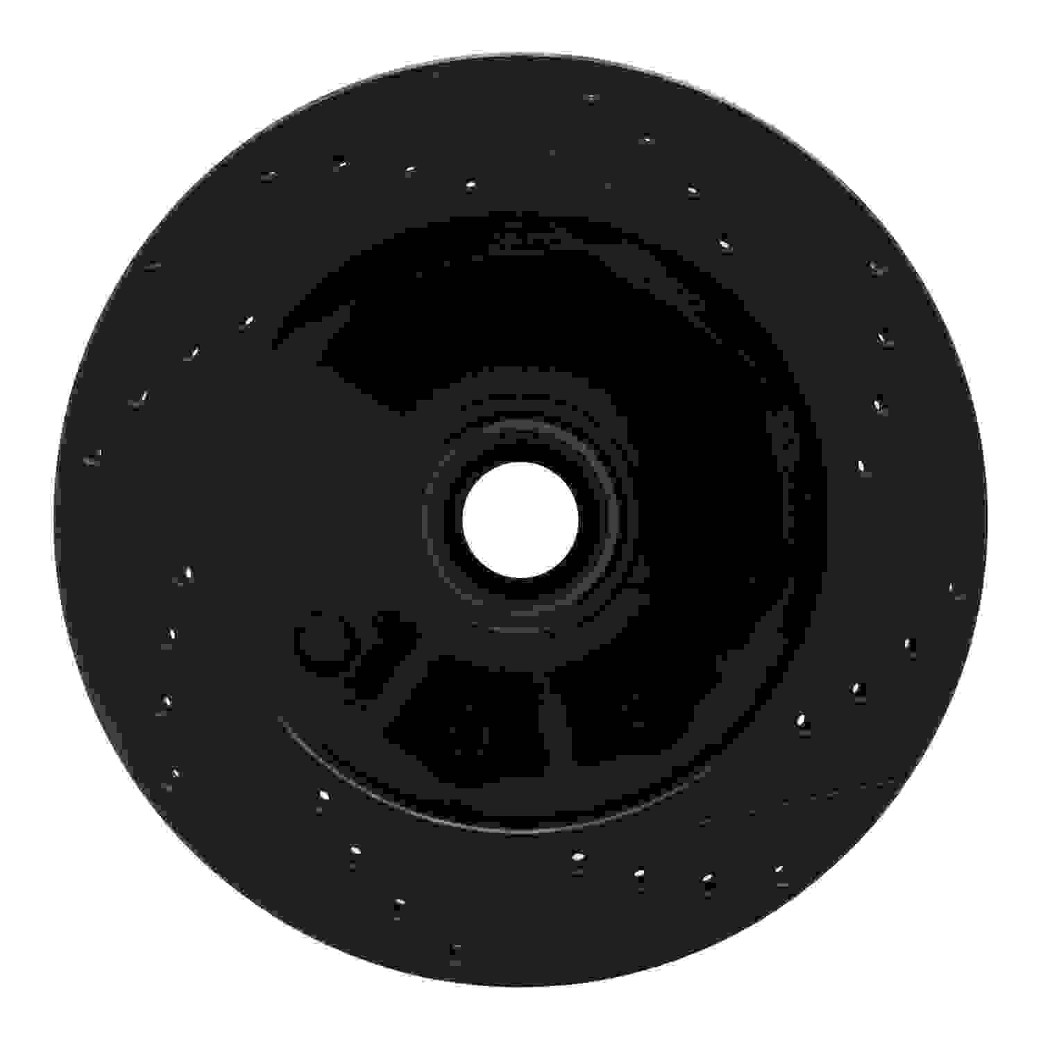 R1 Concepts 01-02 Chevrolet Express 3500 Front Left Drilled & Slotted Black Brake Rotor - Image 2
