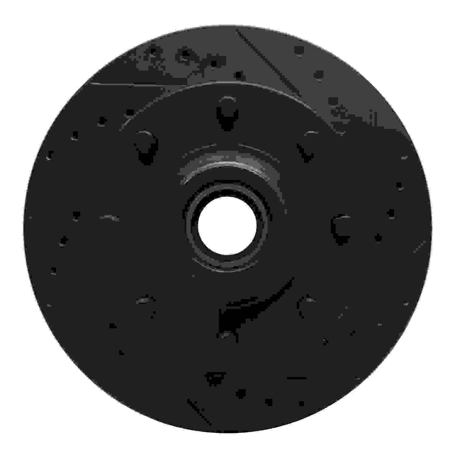 R1 Concepts 01-02 Chevrolet Express 3500 Front Right Drilled & Slotted Black Brake Rotor