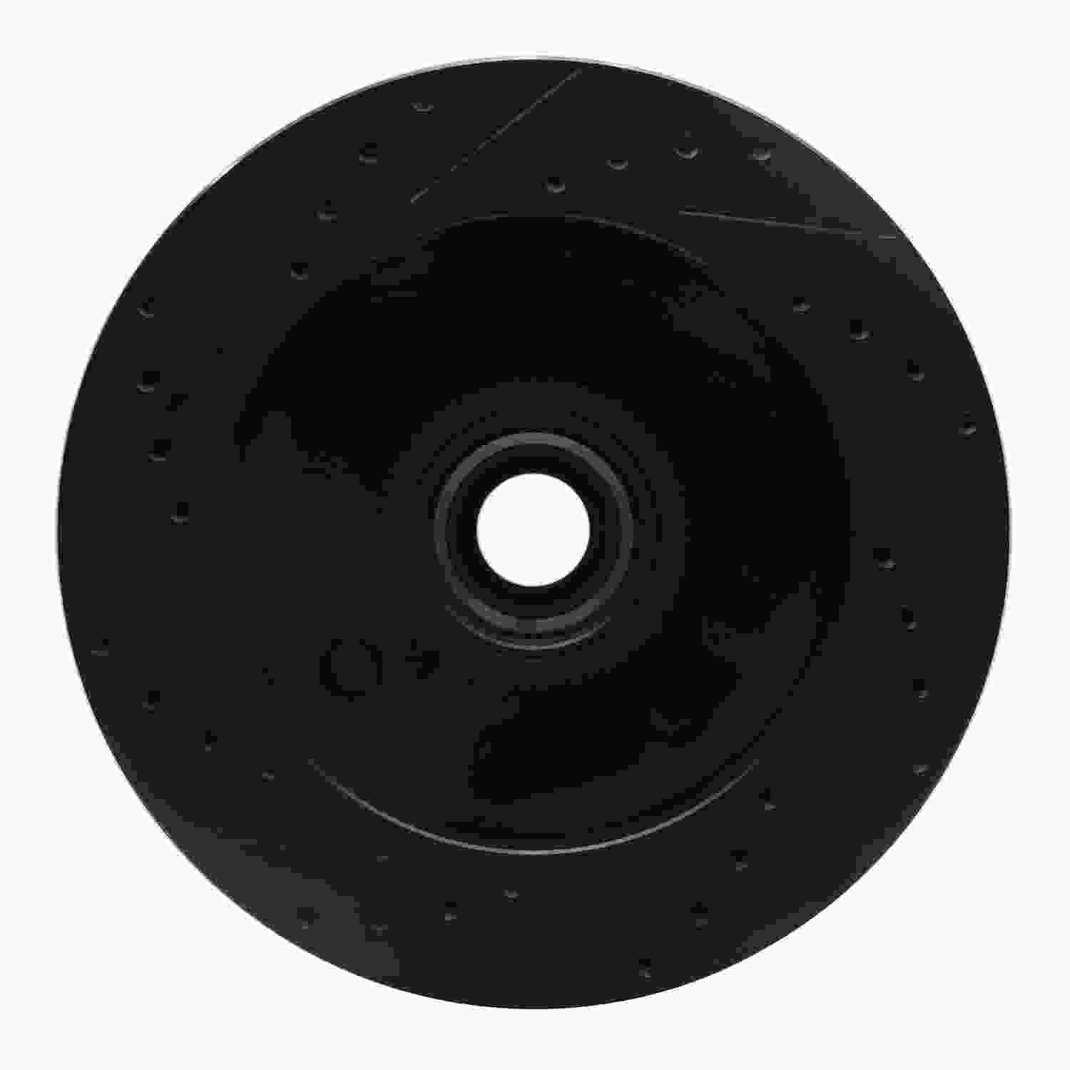 R1 Concepts 01-02 Chevrolet Express 3500 Front Right Drilled & Slotted Black Brake Rotor - Image 2