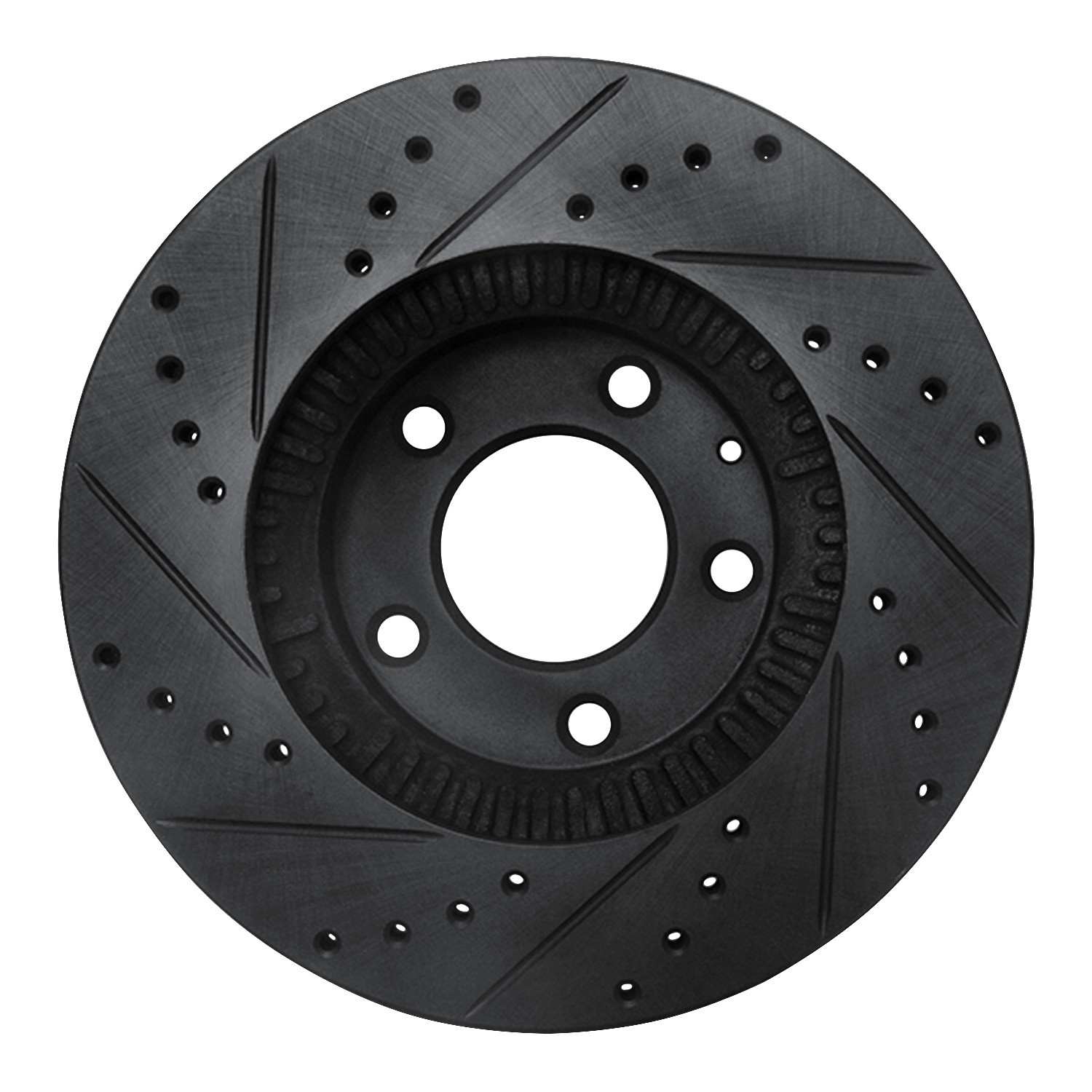 R1 Concepts 01-02 Mazda Millenia Front Right Drilled & Slotted Black Brake Rotor - Image 2
