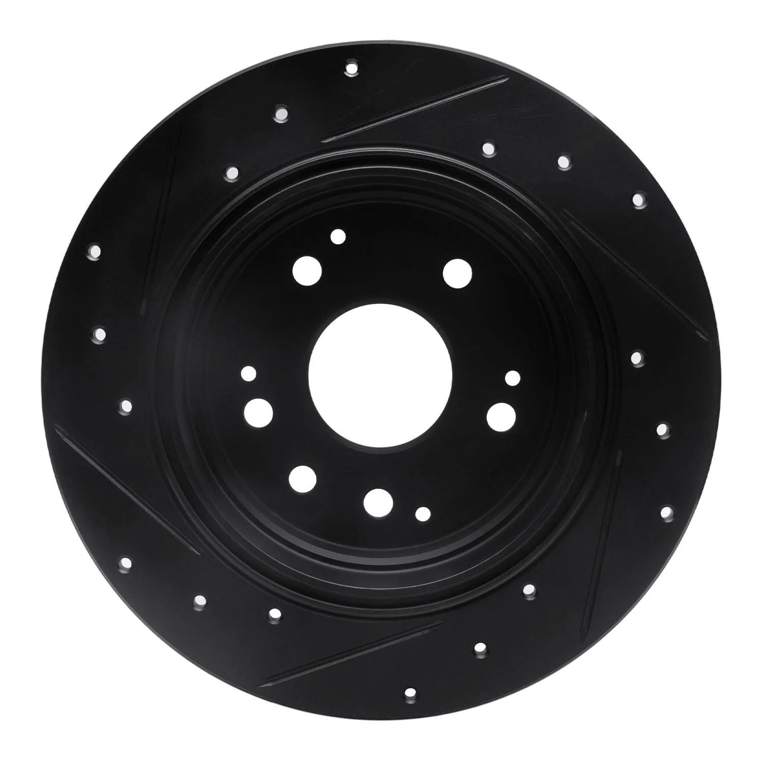 R1 Concepts 01-03 Acura CL Rear Right Drilled & Slotted Black Brake Rotor - Image 2