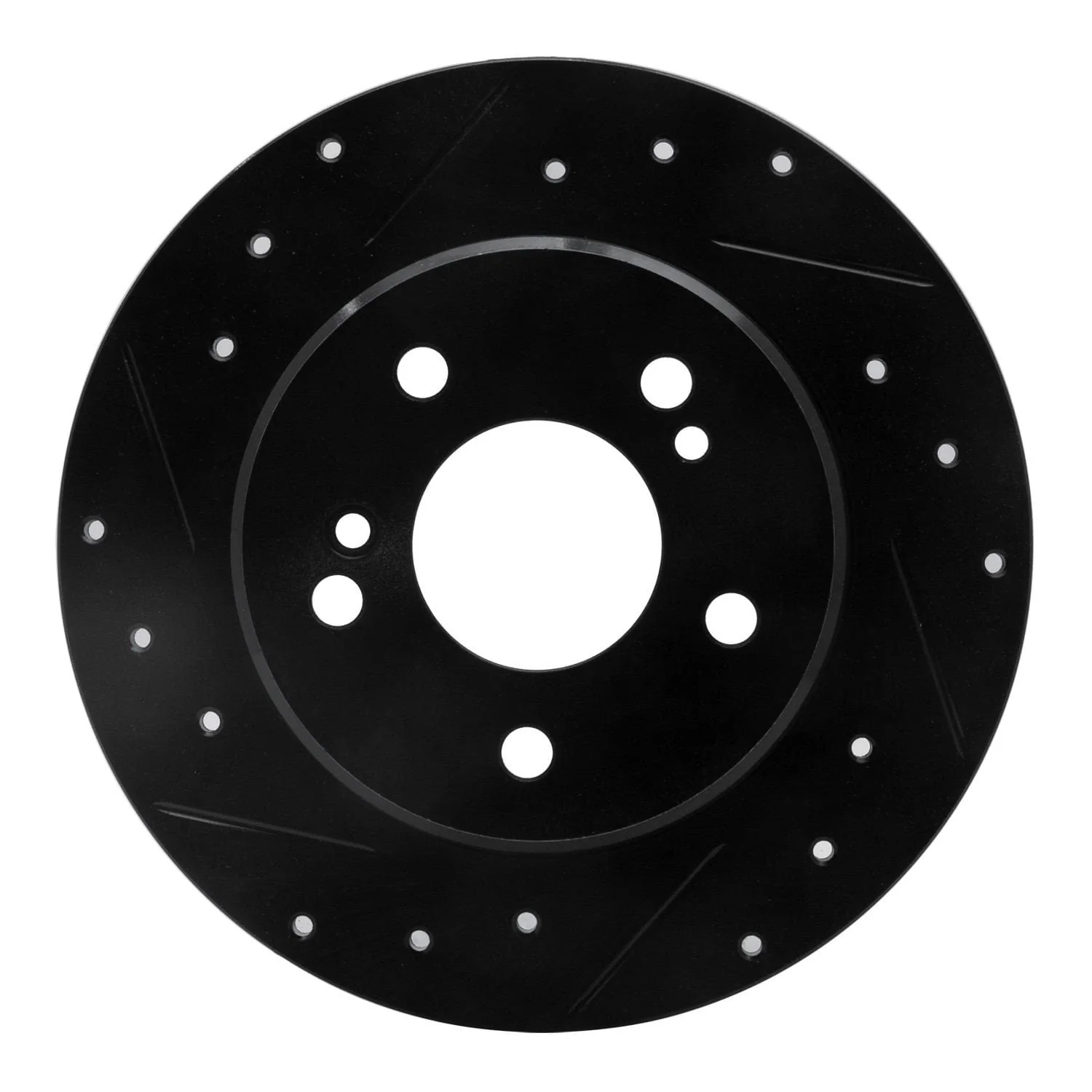 R1 Concepts 01-03 Hyundai XG350 Front Left Drilled & Slotted Black Brake Rotor
