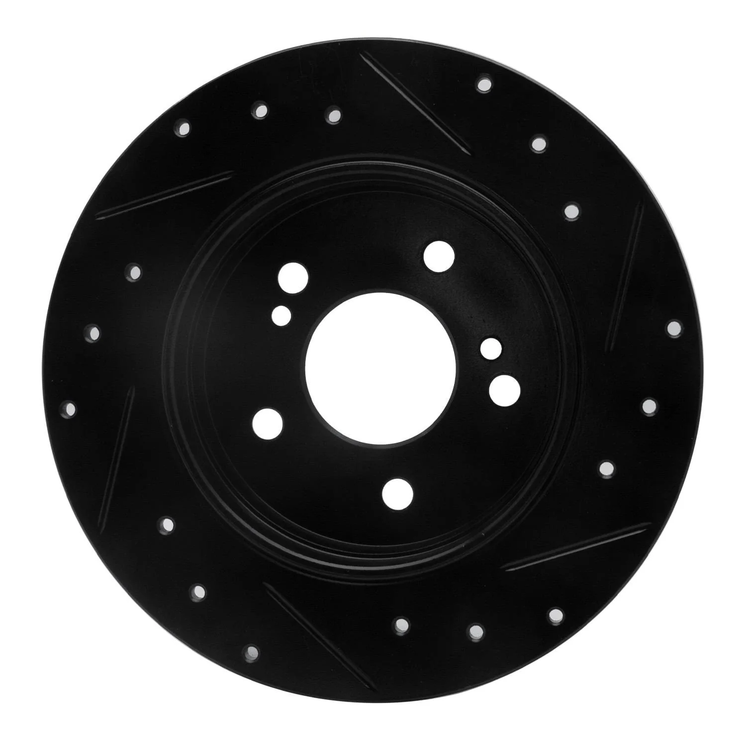 R1 Concepts 01-03 Hyundai XG350 Front Left Drilled & Slotted Black Brake Rotor - Image 2