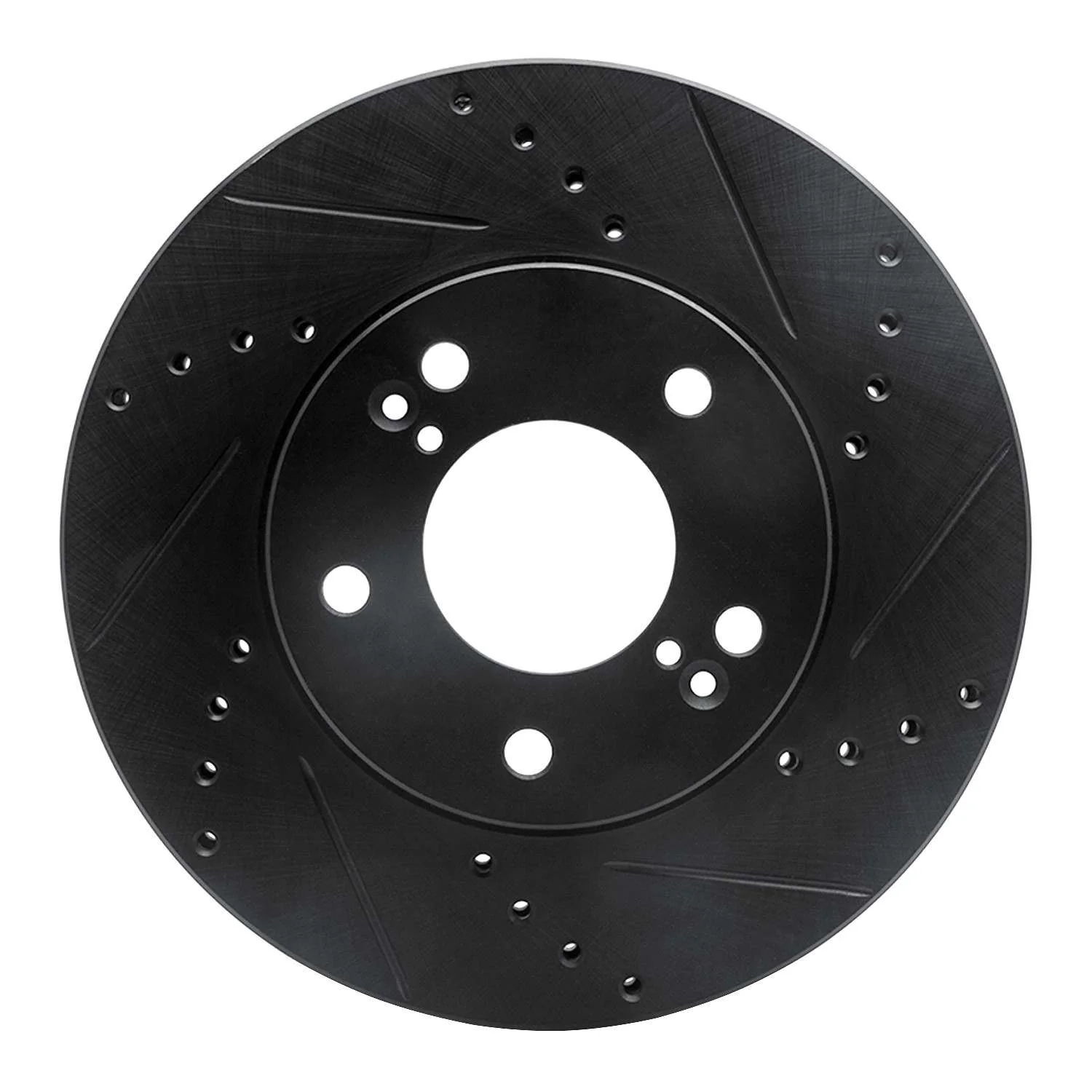 R1 Concepts 01-03 Hyundai XG350 Front Right Drilled & Slotted Black Brake Rotor