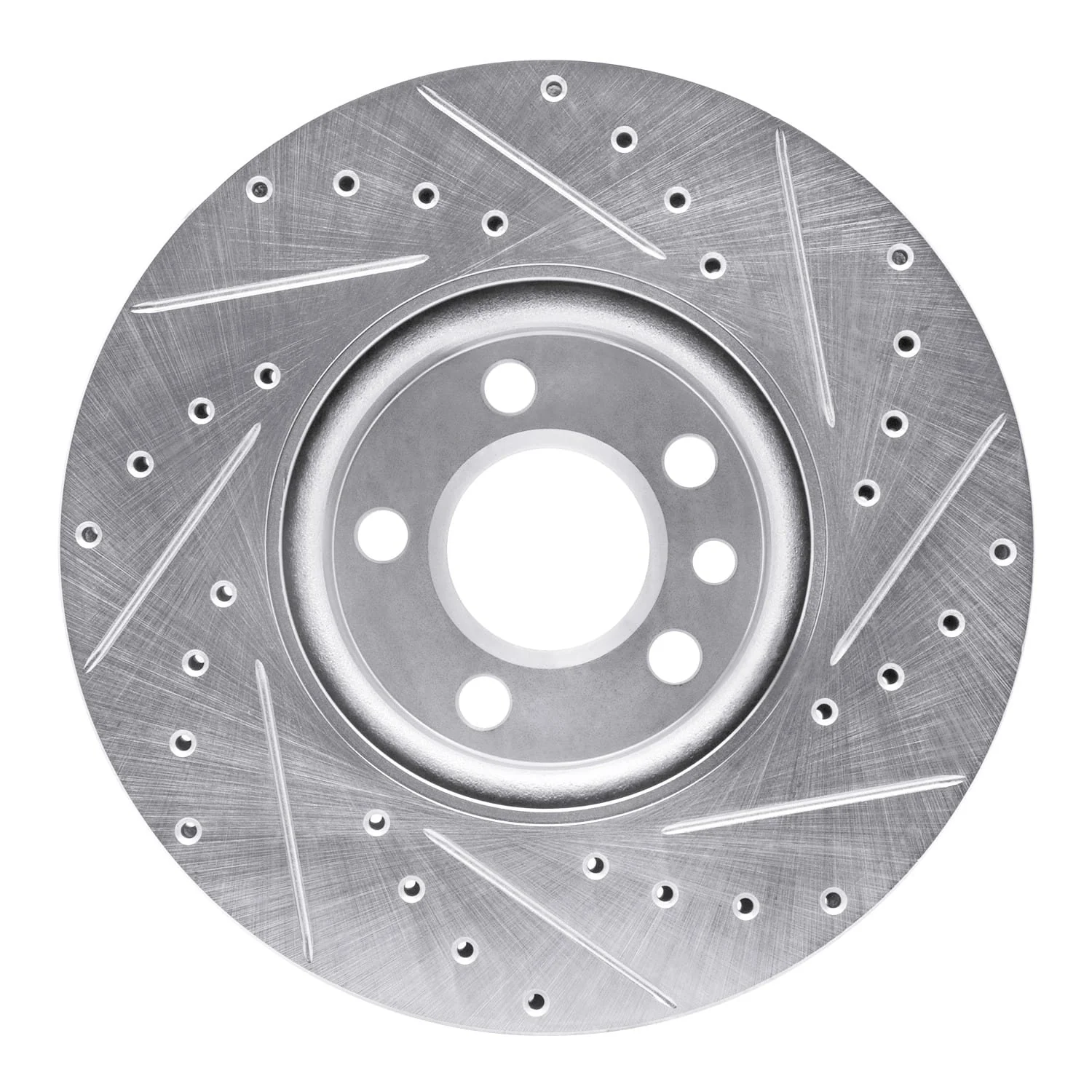 R1 Concepts 01-03 Volkswagen EuroVan Front Left Drilled & Slotted Silver Brake Rotor - Image 2