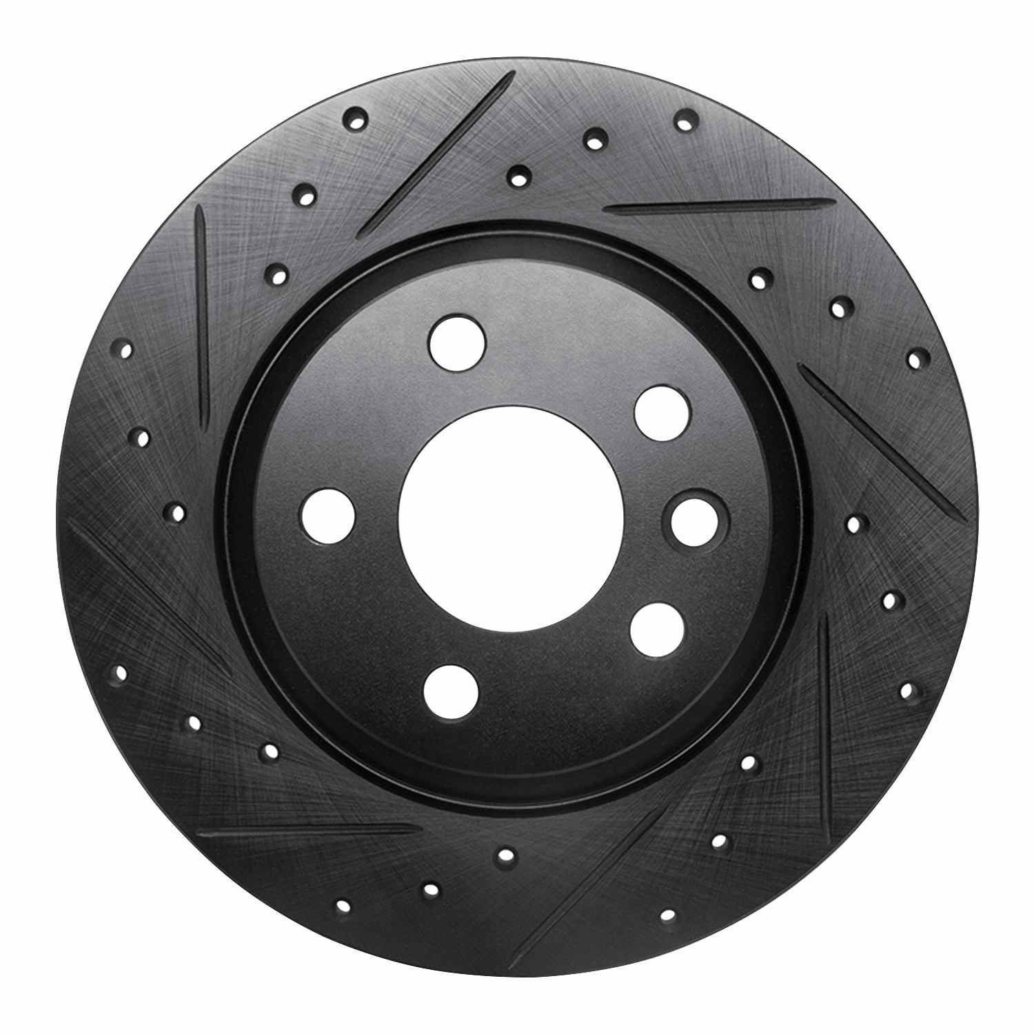 R1 Concepts 01-03 Volkswagen EuroVan Rear Left Drilled & Slotted Black Brake Rotor