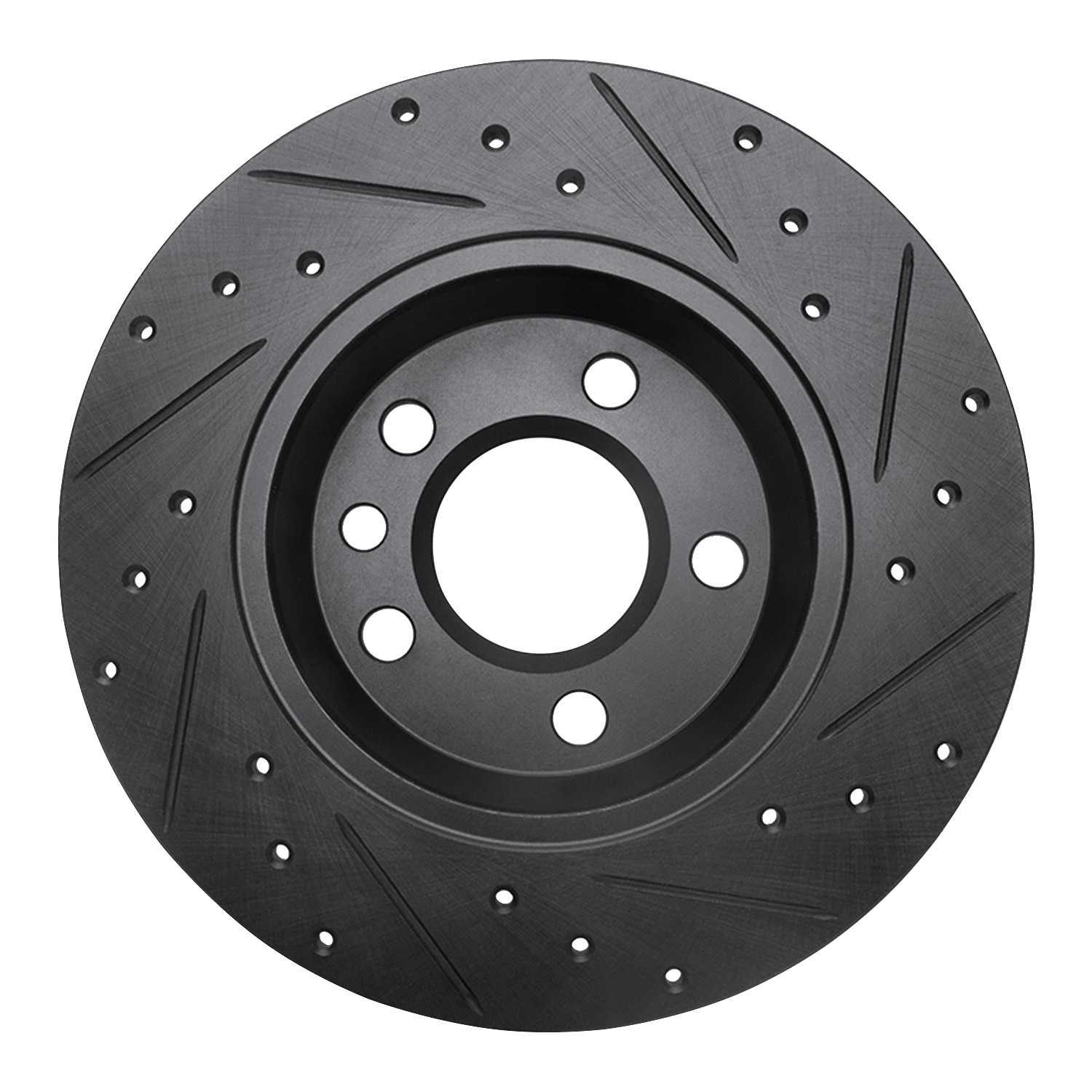 R1 Concepts 01-03 Volkswagen EuroVan Rear Left Drilled & Slotted Black Brake Rotor - Image 2