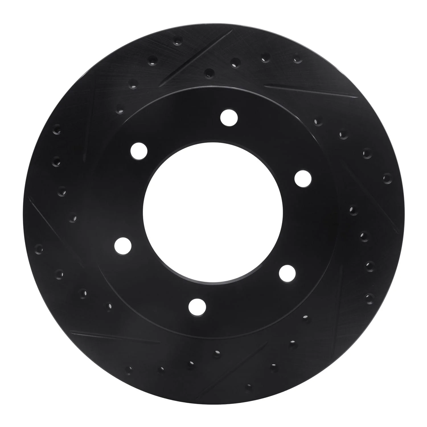 R1 Concepts 01-04 Honda Passport Front Left Drilled & Slotted Black Brake Rotor