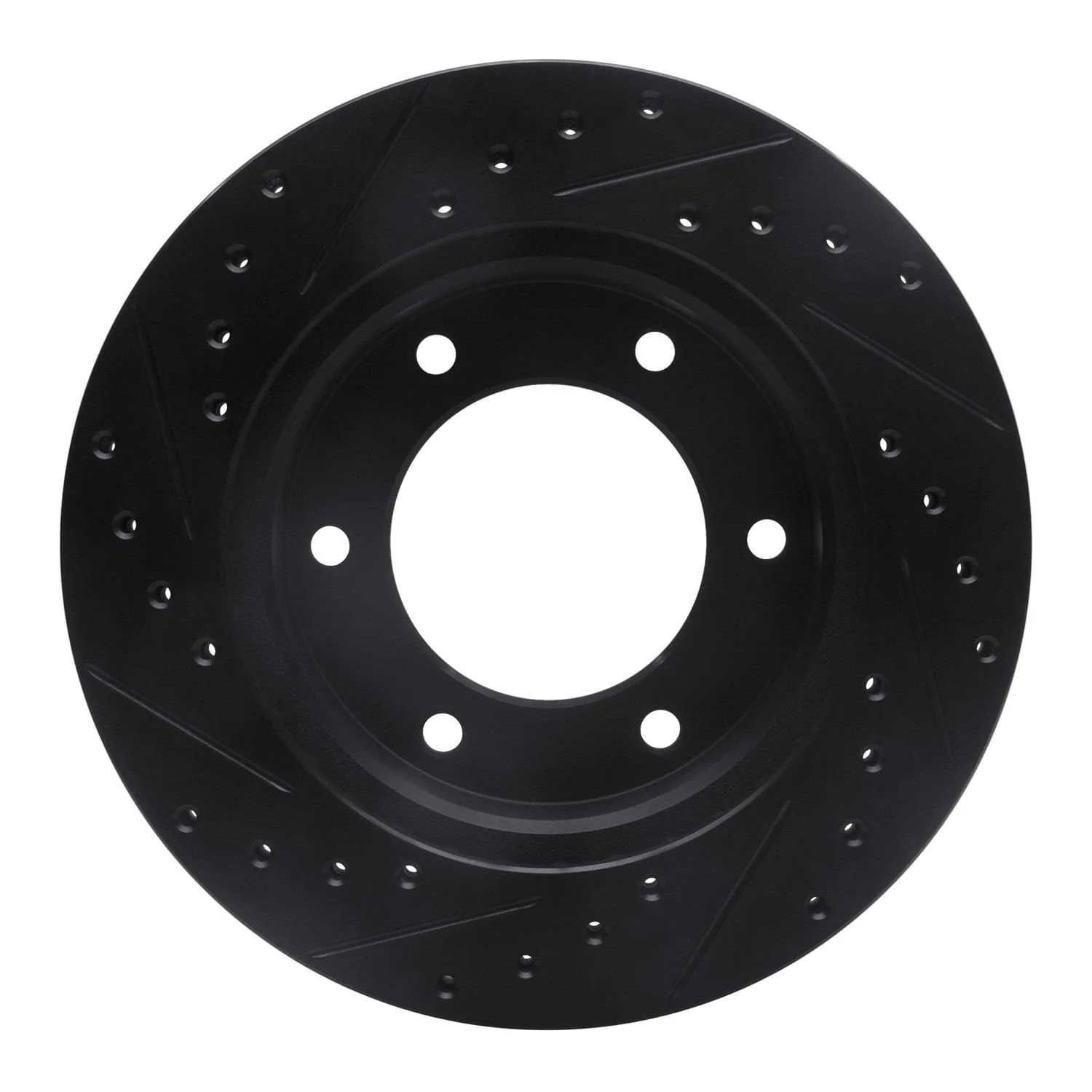 R1 Concepts 01-04 Honda Passport Front Right Drilled & Slotted Black Brake Rotor - Image 2