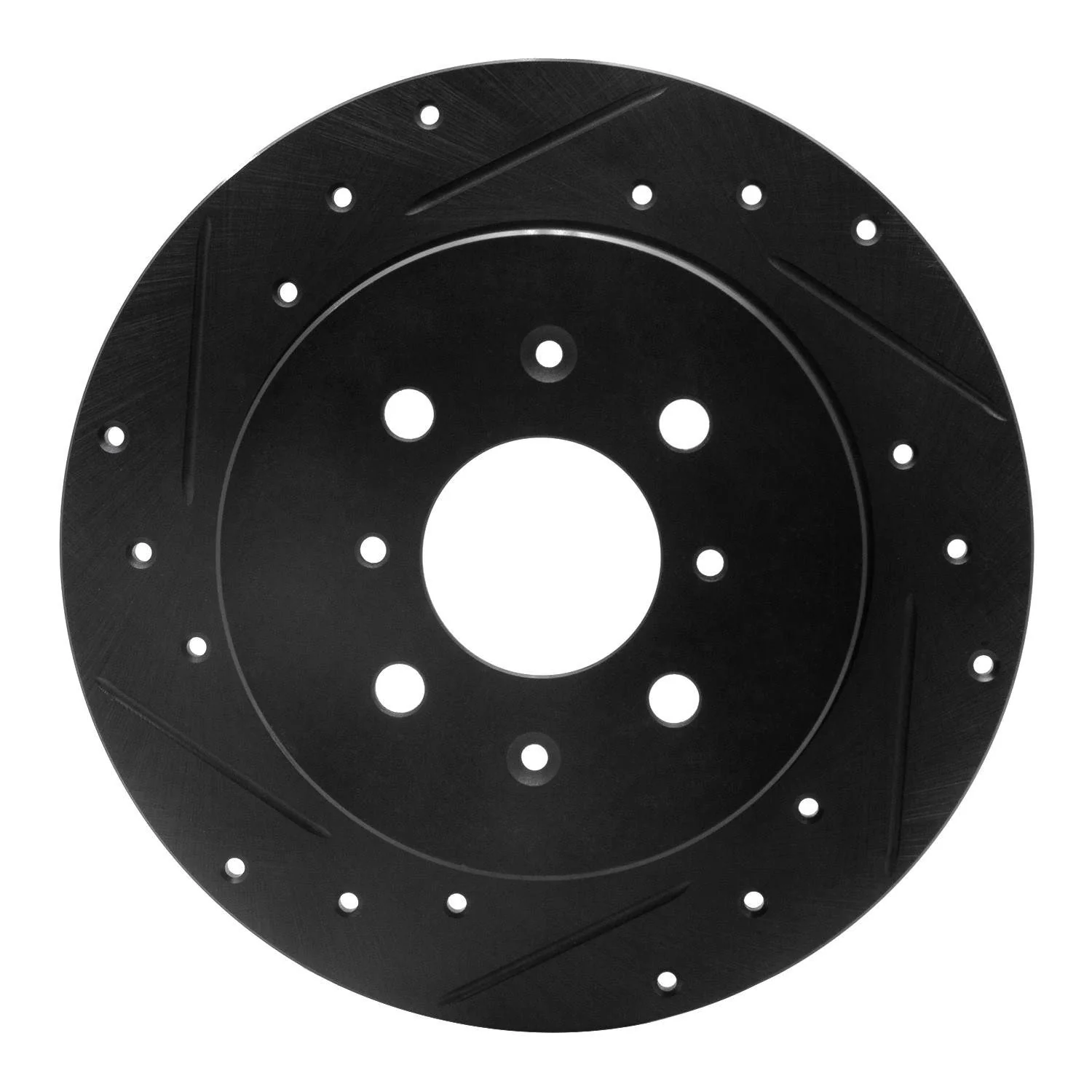 R1 Concepts 01-05 Acura EL Rear Left Drilled & Slotted Black Brake Rotor