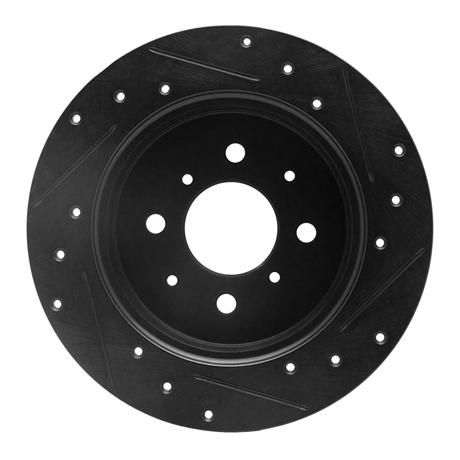 R1 Concepts 01-05 Acura EL Rear Left Drilled & Slotted Black Brake Rotor - Image 2