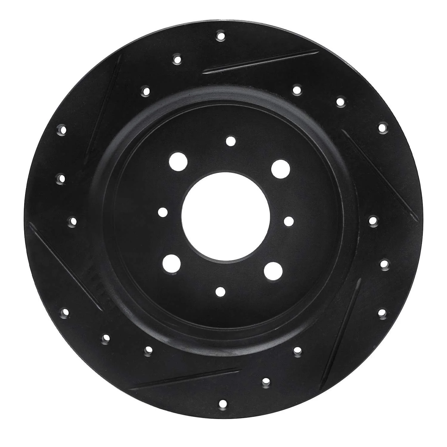 R1 Concepts 01-05 Acura EL Rear Right Drilled & Slotted Black Brake Rotor - Image 2
