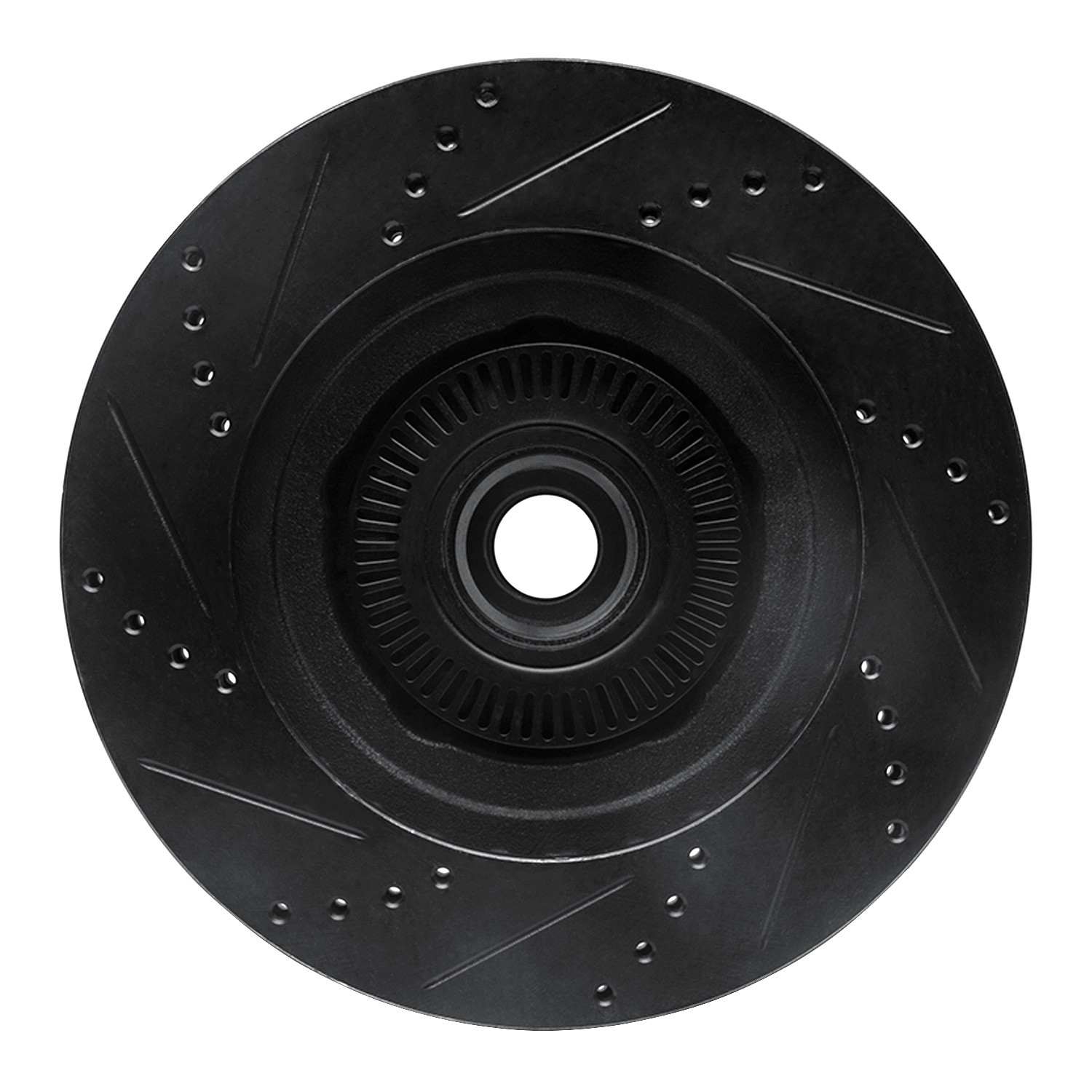 R1 Concepts 01-05 Ford Explorer Sport Front Right Drilled & Slotted Black Brake Rotor - Image 2