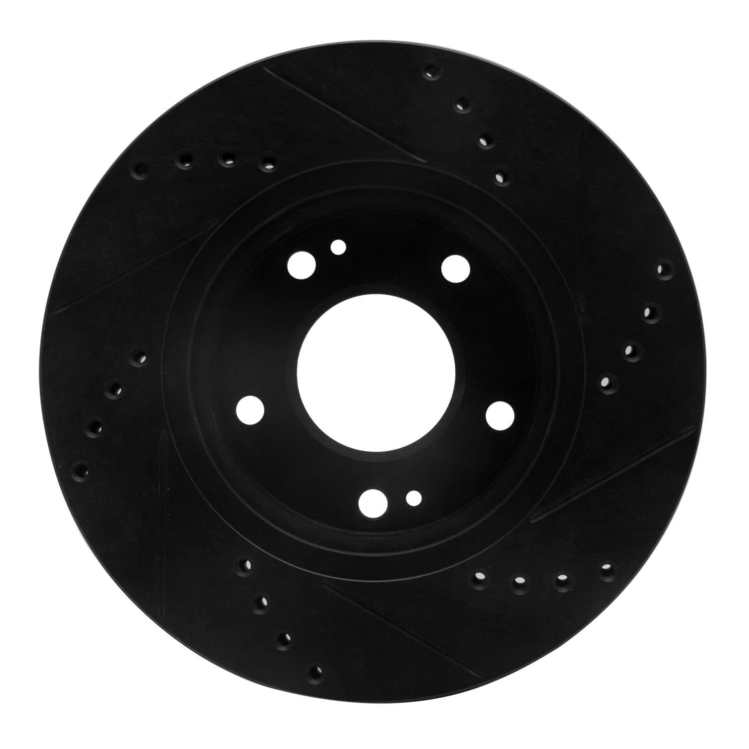 R1 Concepts 01-05 Hyundai Santa Fe Front Left Drilled & Slotted Black Brake Rotor - Image 2