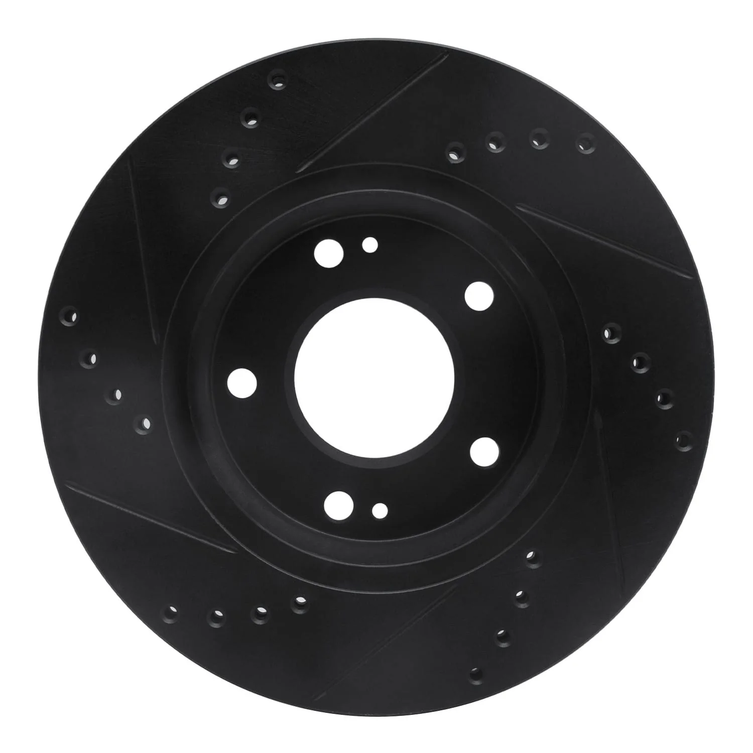 R1 Concepts 01-05 Hyundai Santa Fe Front Right Drilled & Slotted Black Brake Rotor - Image 2