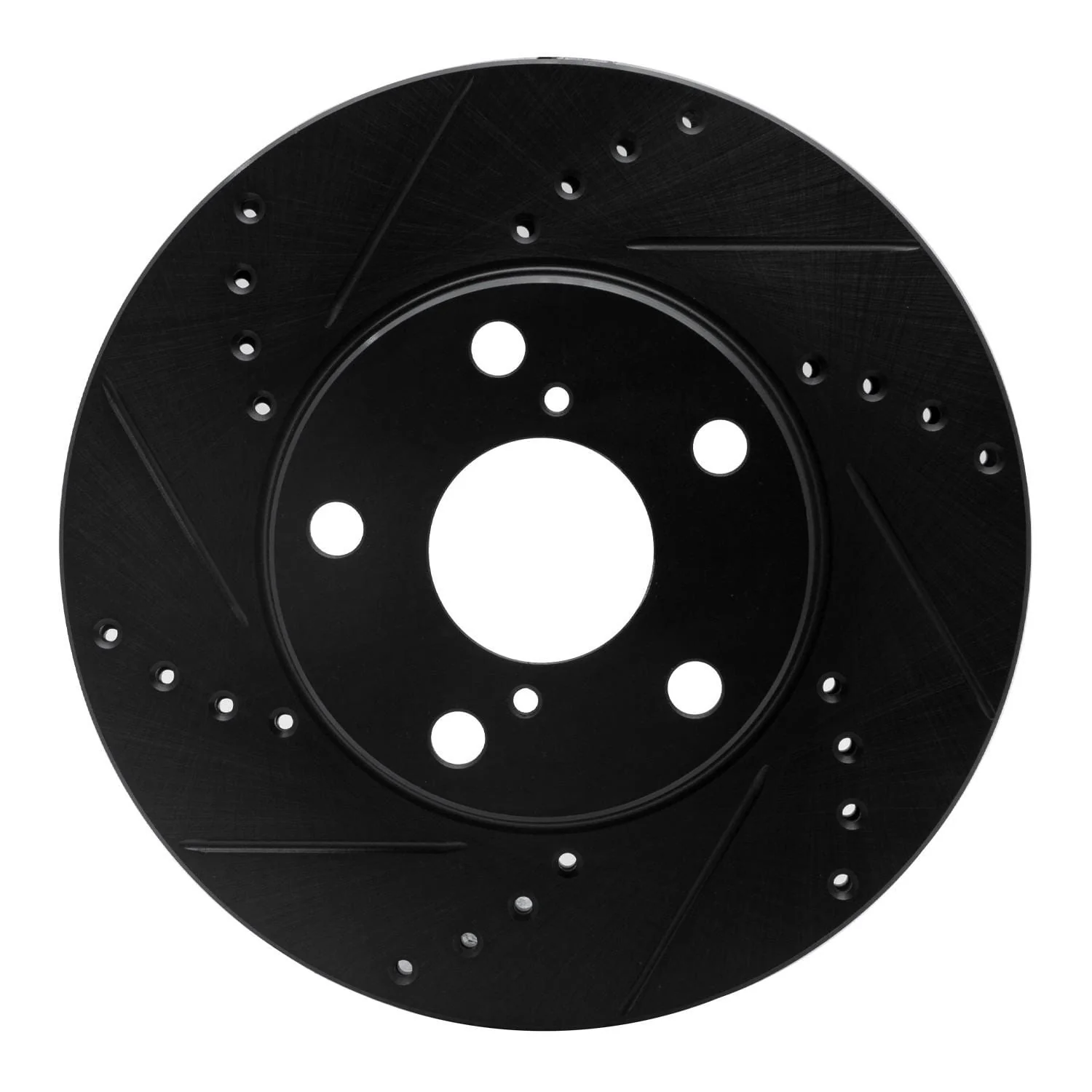 R1 Concepts 01-05 Toyota RAV4 Front Left Drilled & Slotted Black Brake Rotor