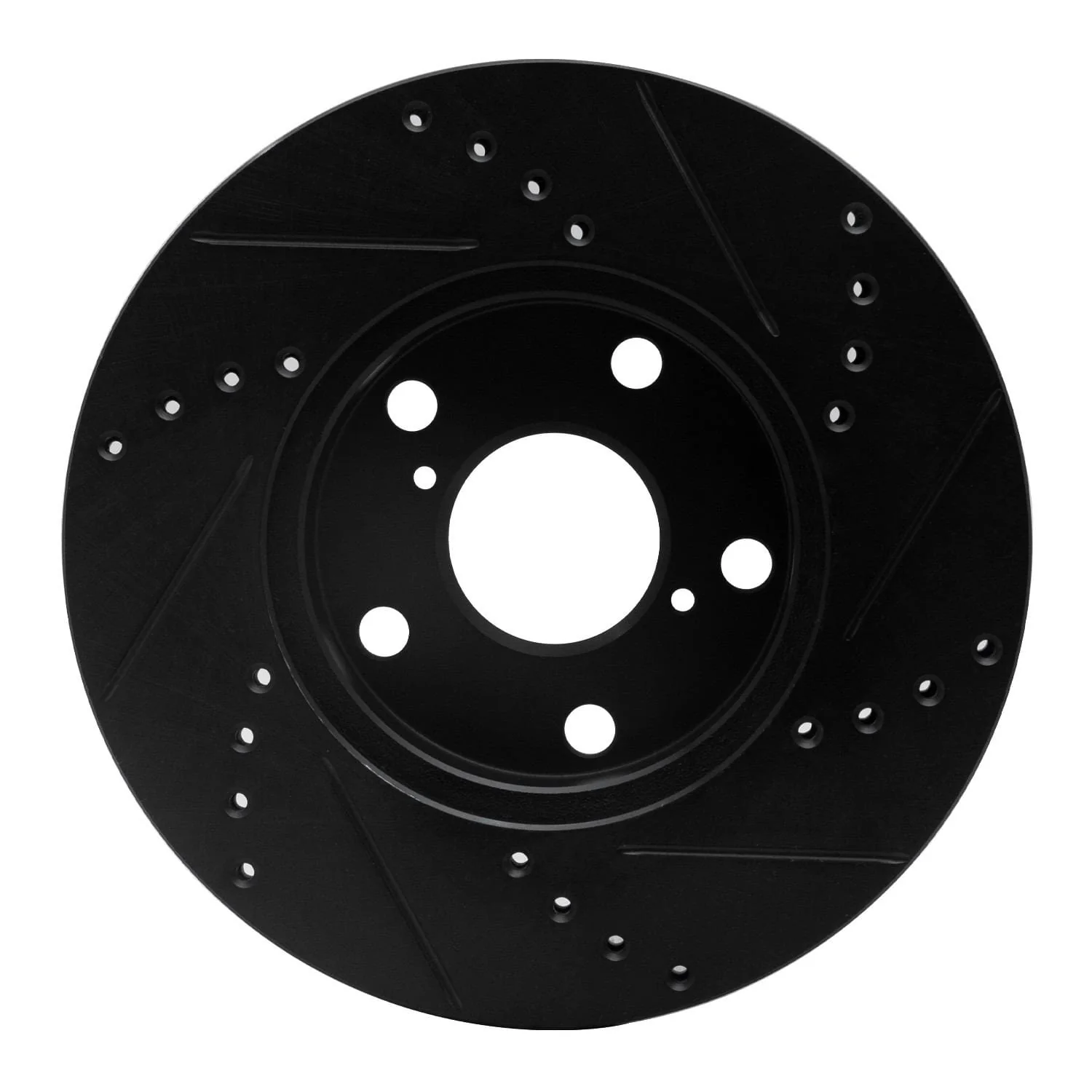 R1 Concepts 01-05 Toyota RAV4 Front Left Drilled & Slotted Black Brake Rotor - Image 2