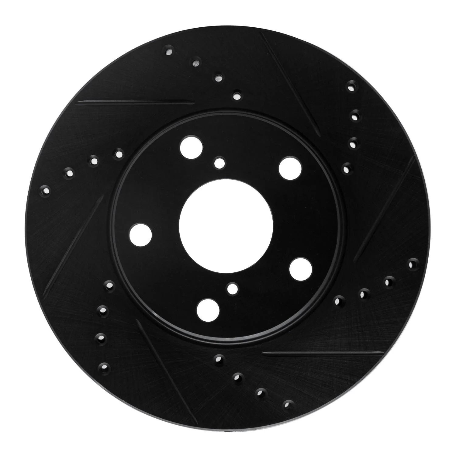 R1 Concepts 01-05 Toyota RAV4 Front Right Drilled & Slotted Black Brake Rotor