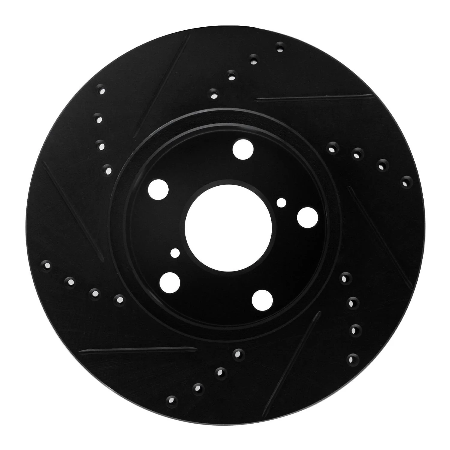 R1 Concepts 01-05 Toyota RAV4 Front Right Drilled & Slotted Black Brake Rotor - Image 2