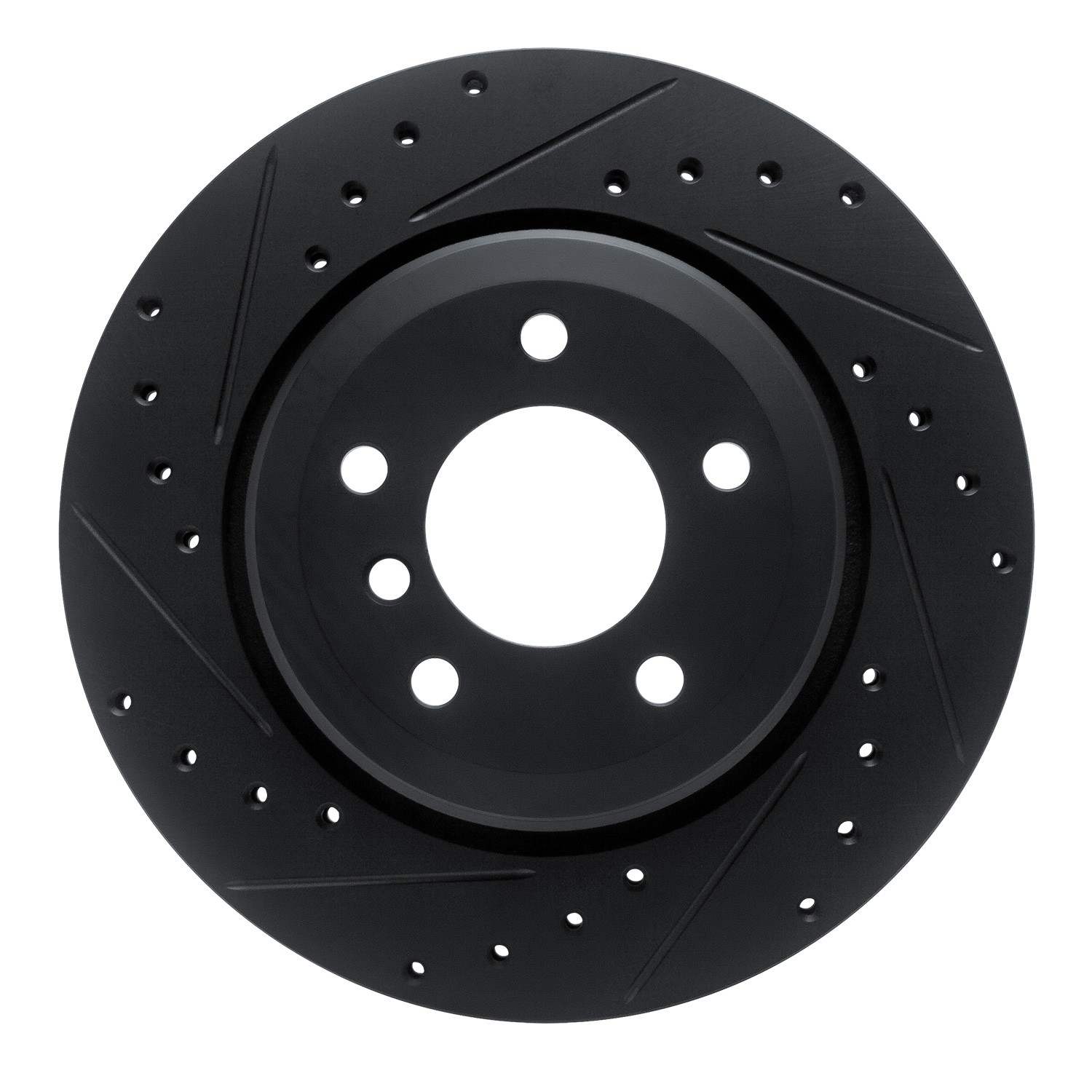 R1 Concepts 01-06 BMW 330CI Rear Left Drilled & Slotted Black Brake Rotor