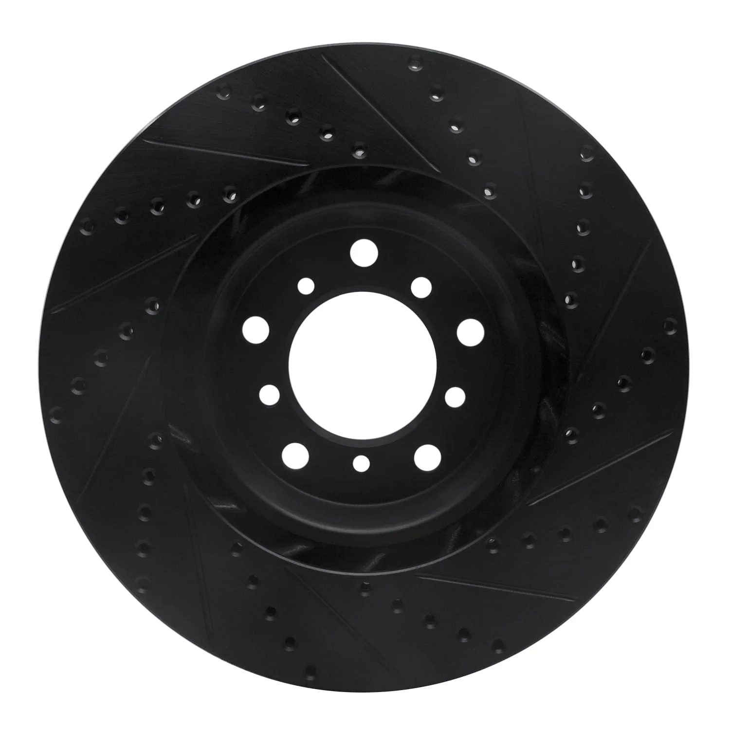 R1 Concepts 01-06 BMW M3 Right Front Drilled & Slotted Black Brake Rotor - Image 2