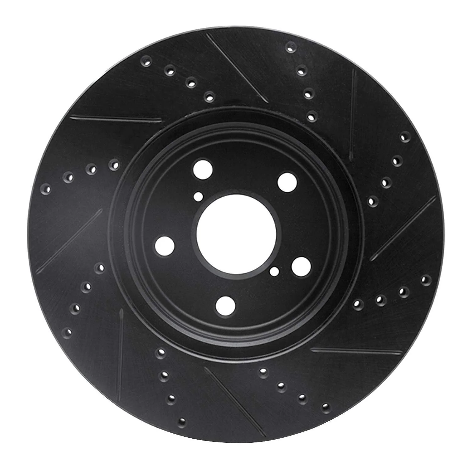 R1 Concepts 01-06 Lexus LS430 Front Left Drilled & Slotted Black Brake Rotor - Image 2