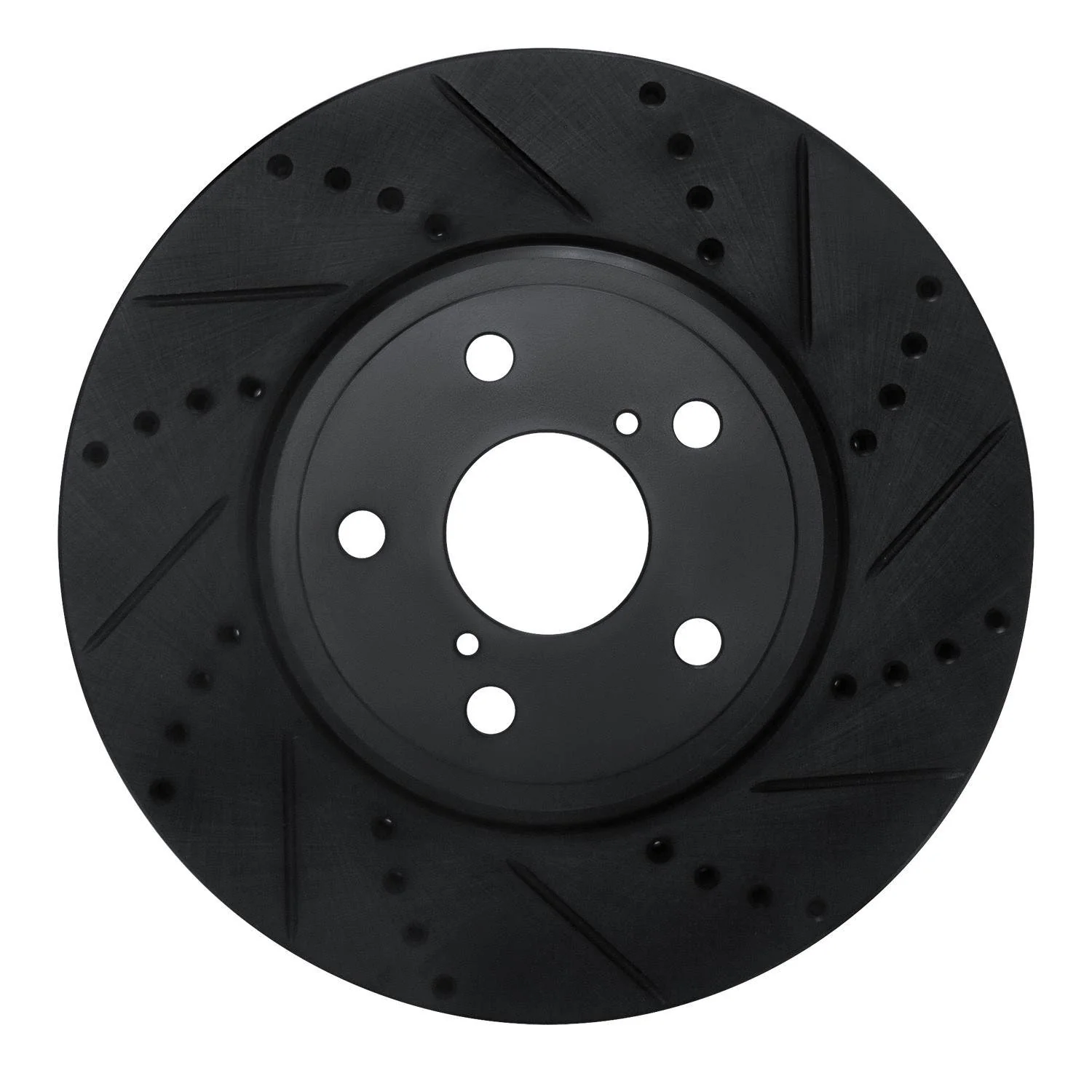 R1 Concepts 01-06 Lexus LS430 Front Right Drilled & Slotted Black Brake Rotor