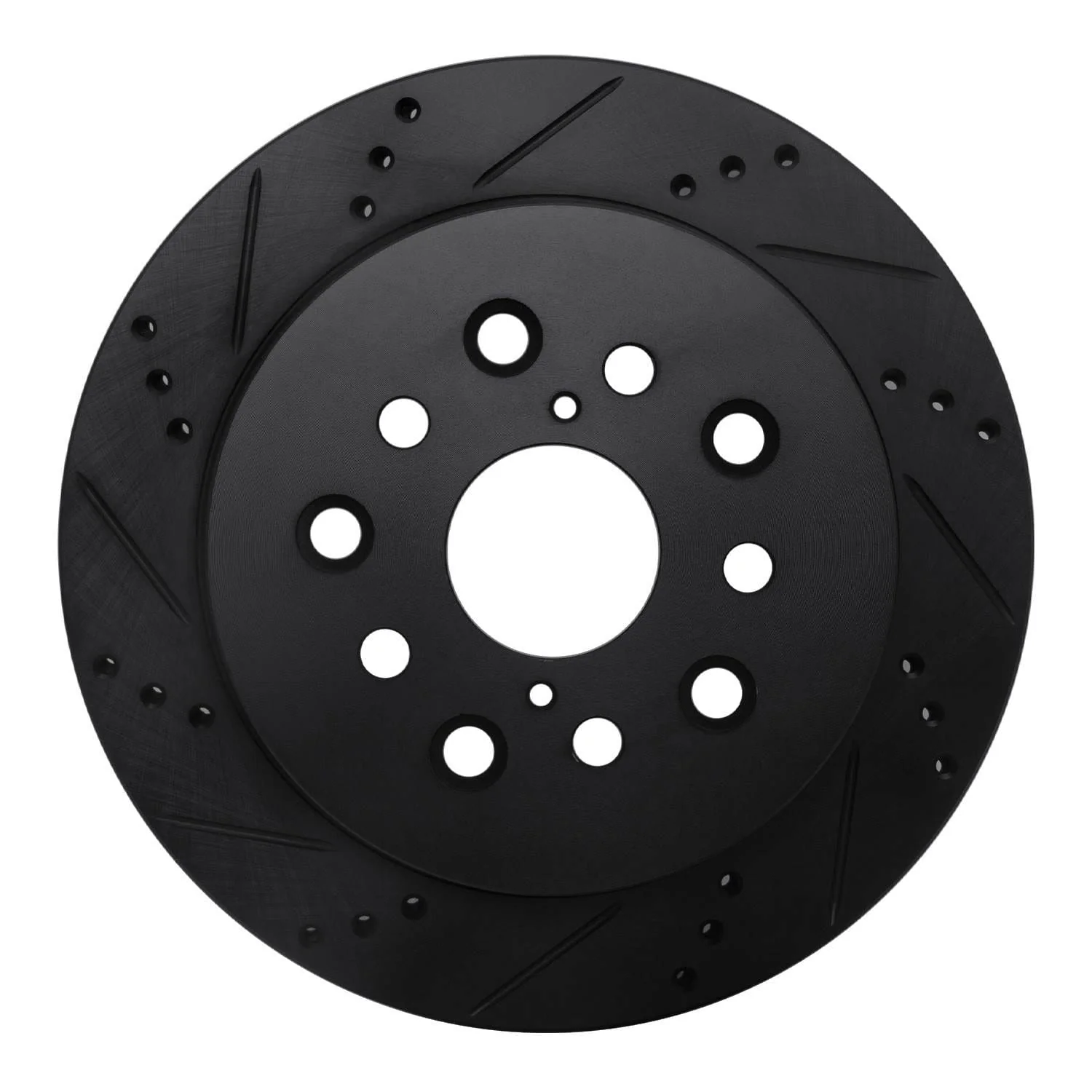 R1 Concepts 01-06 Lexus LS430 Rear Left Drilled & Slotted Black Brake Rotor