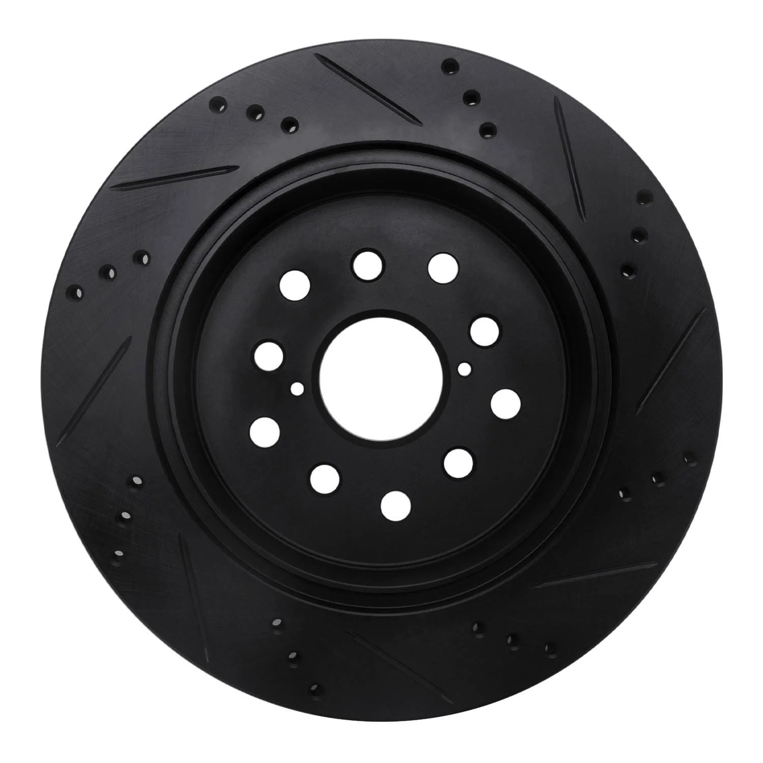 R1 Concepts 01-06 Lexus LS430 Rear Left Drilled & Slotted Black Brake Rotor - Image 2