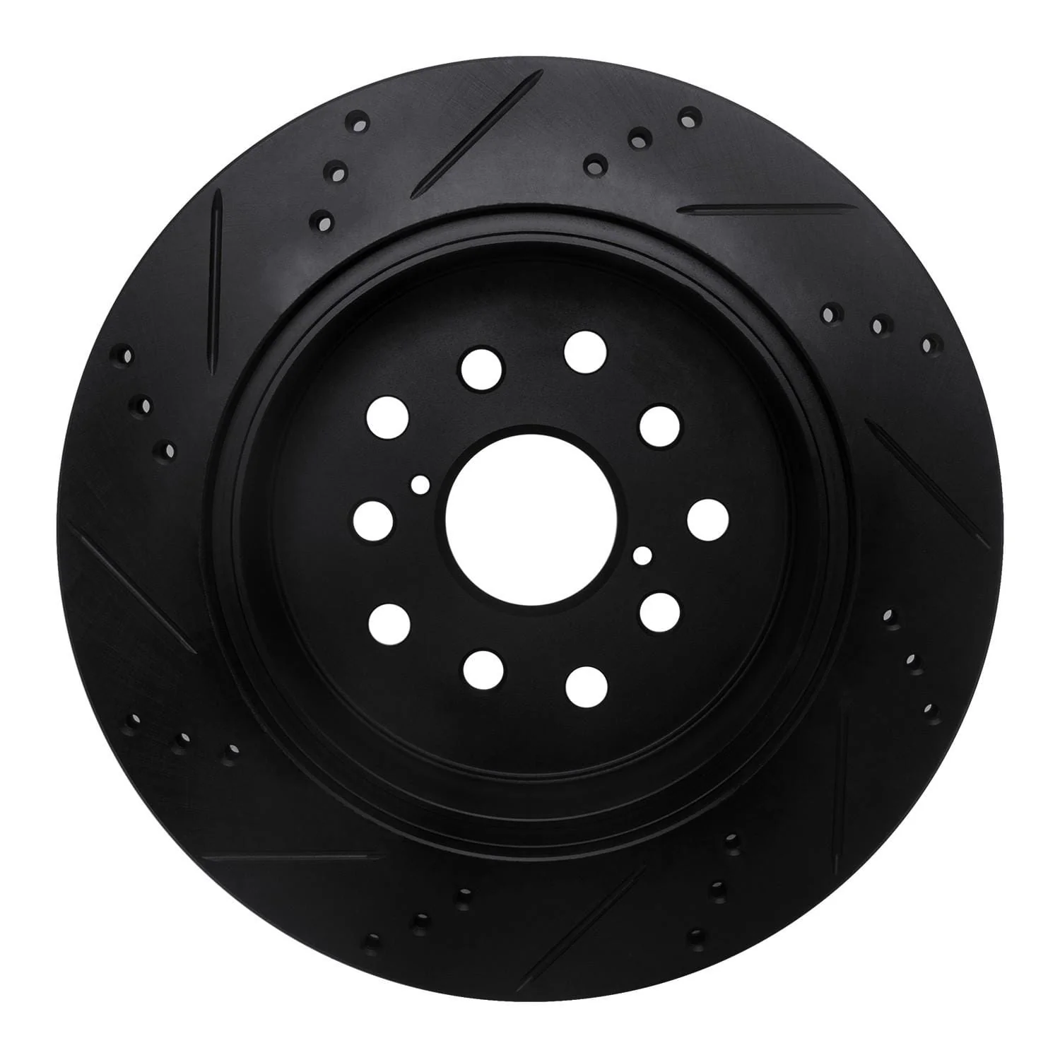 R1 Concepts 01-06 Lexus LS430 Rear Right Drilled & Slotted Black Brake Rotor - Image 2