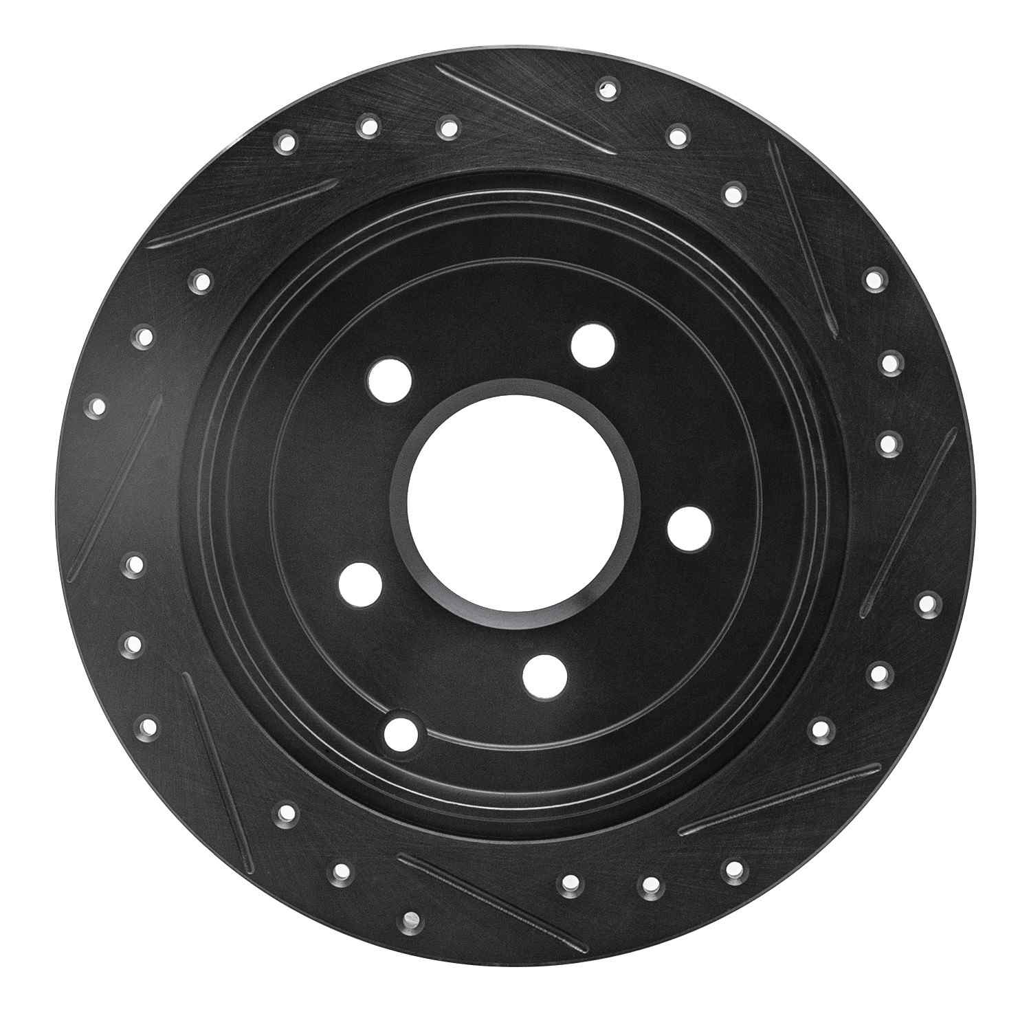 R1 Concepts 01-07 Buick Rendezvous Rear Left Drilled & Slotted Black Brake Rotor - Image 2