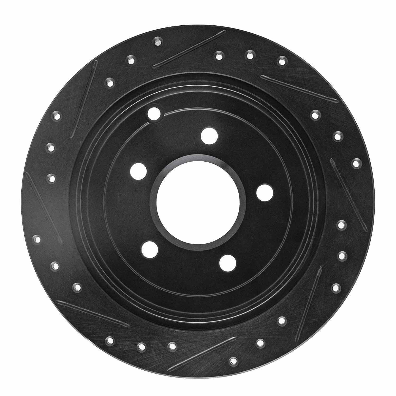R1 Concepts 01-07 Buick Rendezvous Rear Right Drilled & Slotted Black Brake Rotor - Image 2