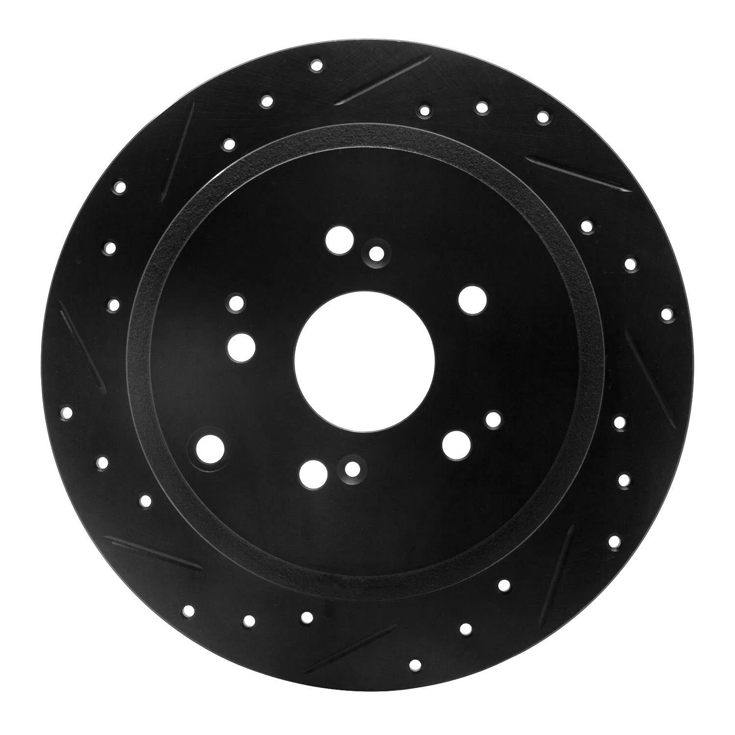 R1 Concepts 01-08 Acura MDX Rear Left Drilled & Slotted Black Brake Rotor
