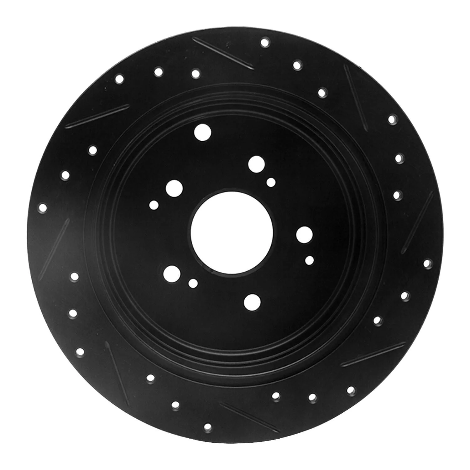 R1 Concepts 01-08 Acura MDX Rear Left Drilled & Slotted Black Brake Rotor - Image 2