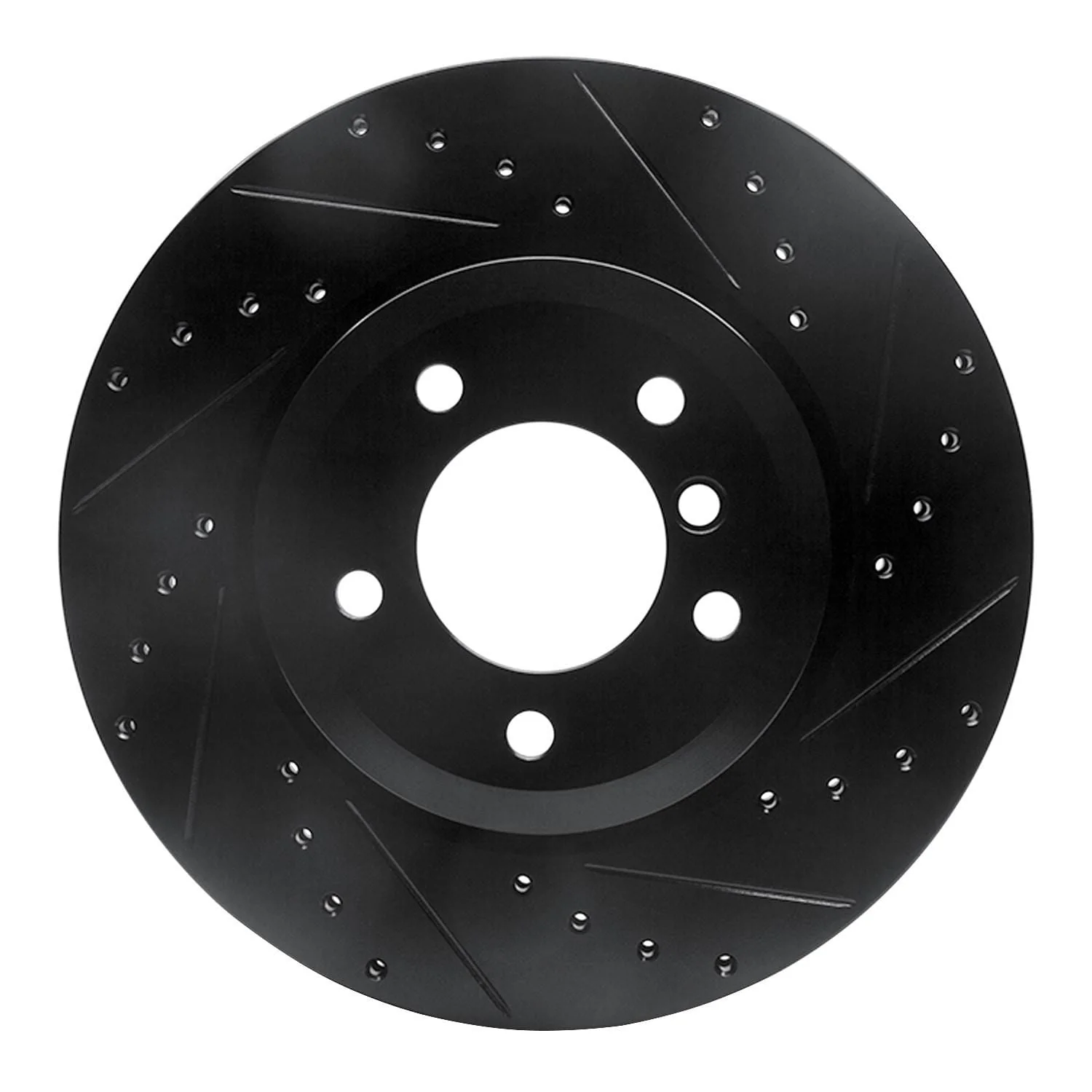R1 Concepts 01-08 BMW 330I Front Right Drilled & Slotted Black Brake Rotor