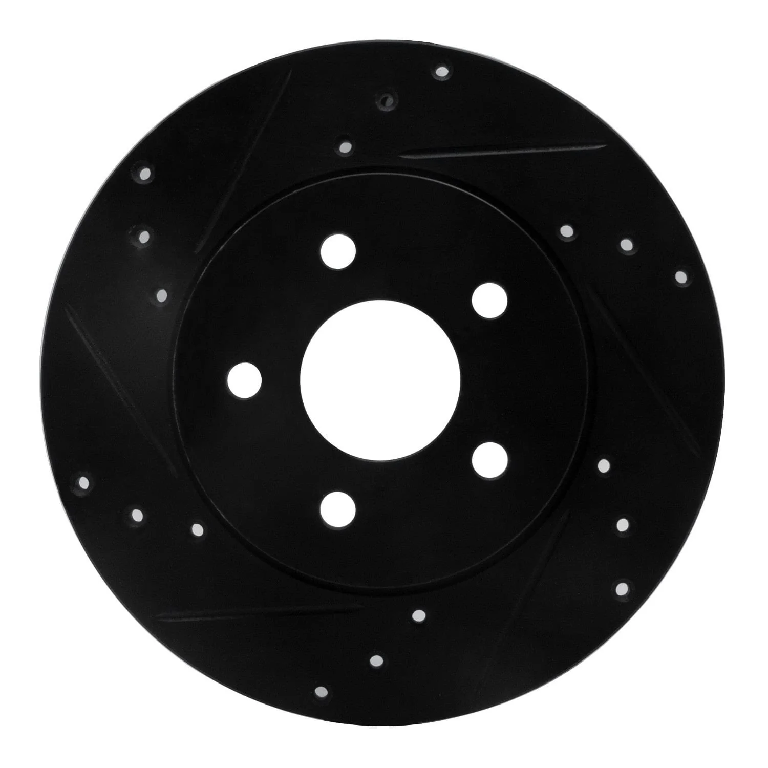 R1 Concepts 01-08 Ford Mondeo (Mexico) Rear Left Drilled & Slotted Black Brake Rotor
