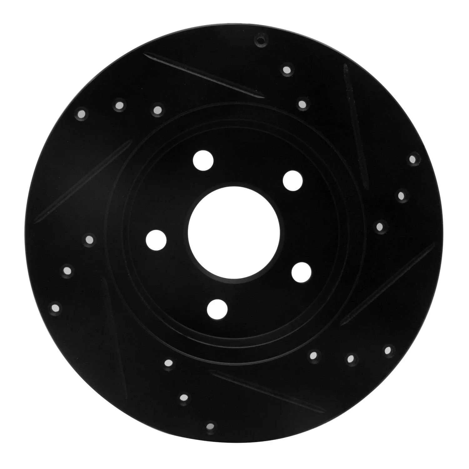 R1 Concepts 01-08 Ford Mondeo (Mexico) Rear Left Drilled & Slotted Black Brake Rotor - Image 2
