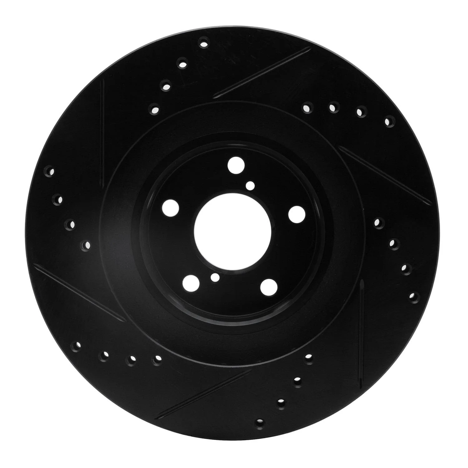 R1 Concepts 01-08 Saab 9-2X Front Right Drilled & Slotted Black Brake Rotor - Image 2