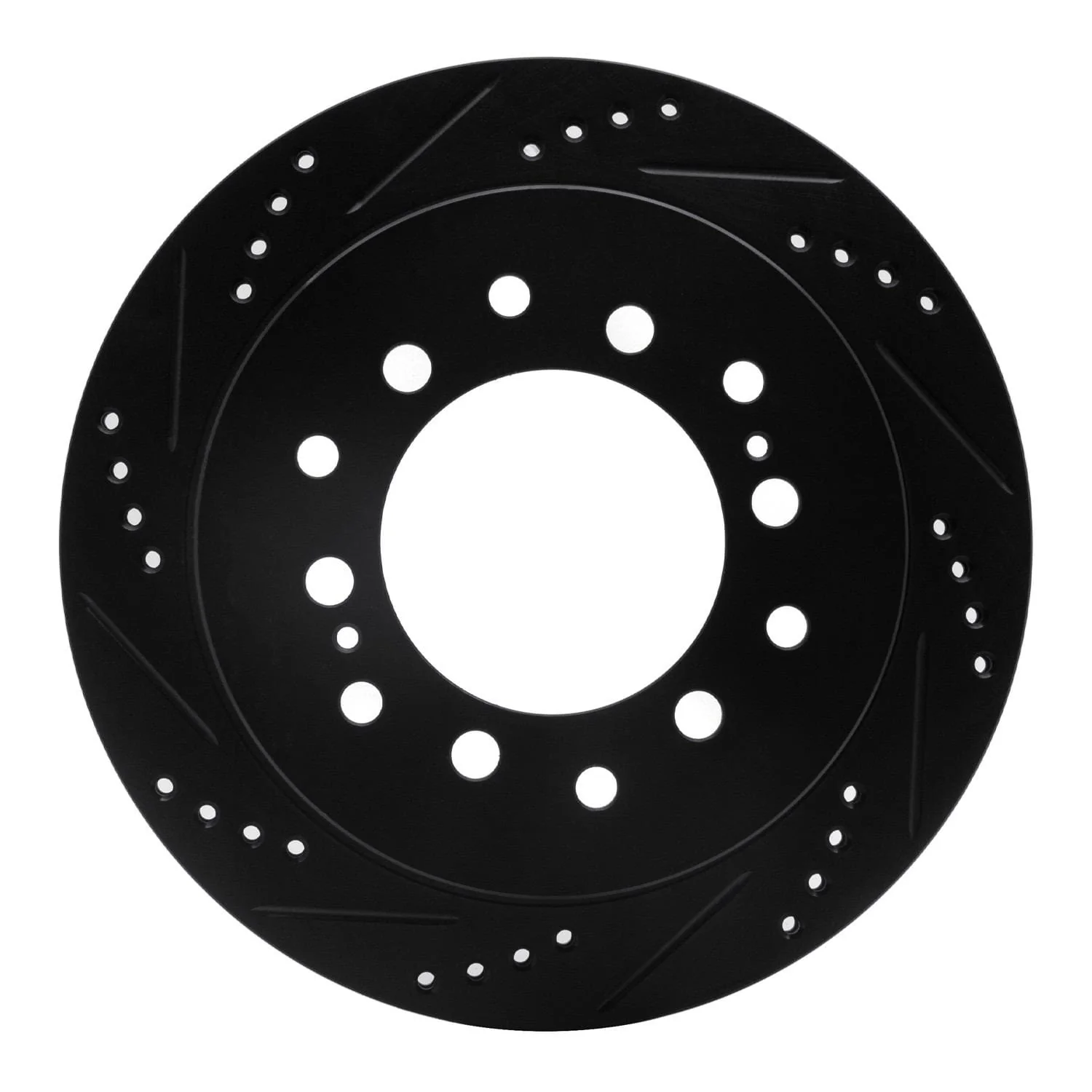 R1 Concepts 01-09 Lexus GX470 Rear Left Drilled & Slotted Black Brake Rotor